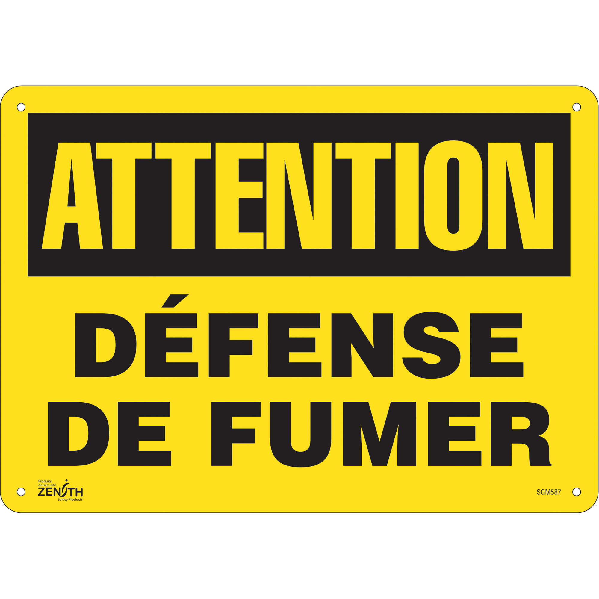 Enseigne «Défense De Fumer», 10" x 14", Plastique, Français