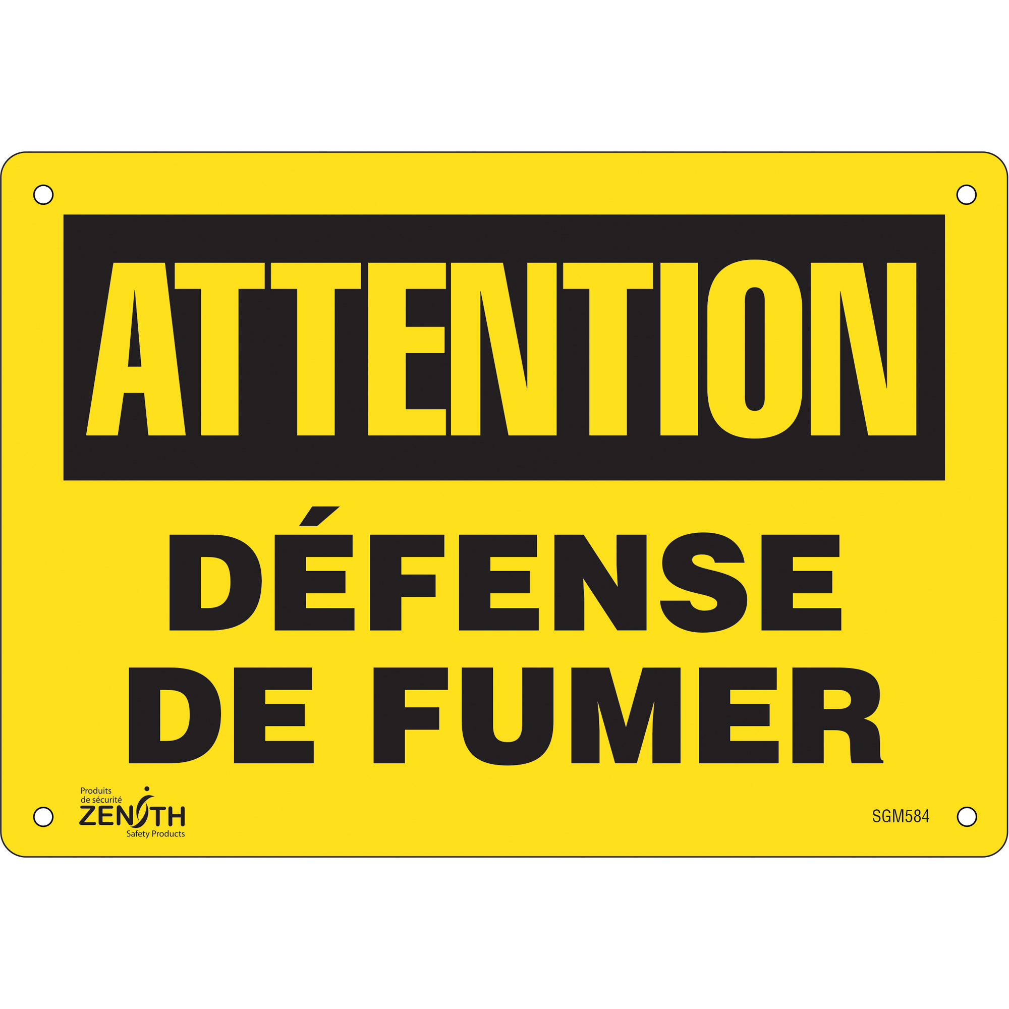Enseigne «Défense De Fumer», 7" x 10", Plastique, Français