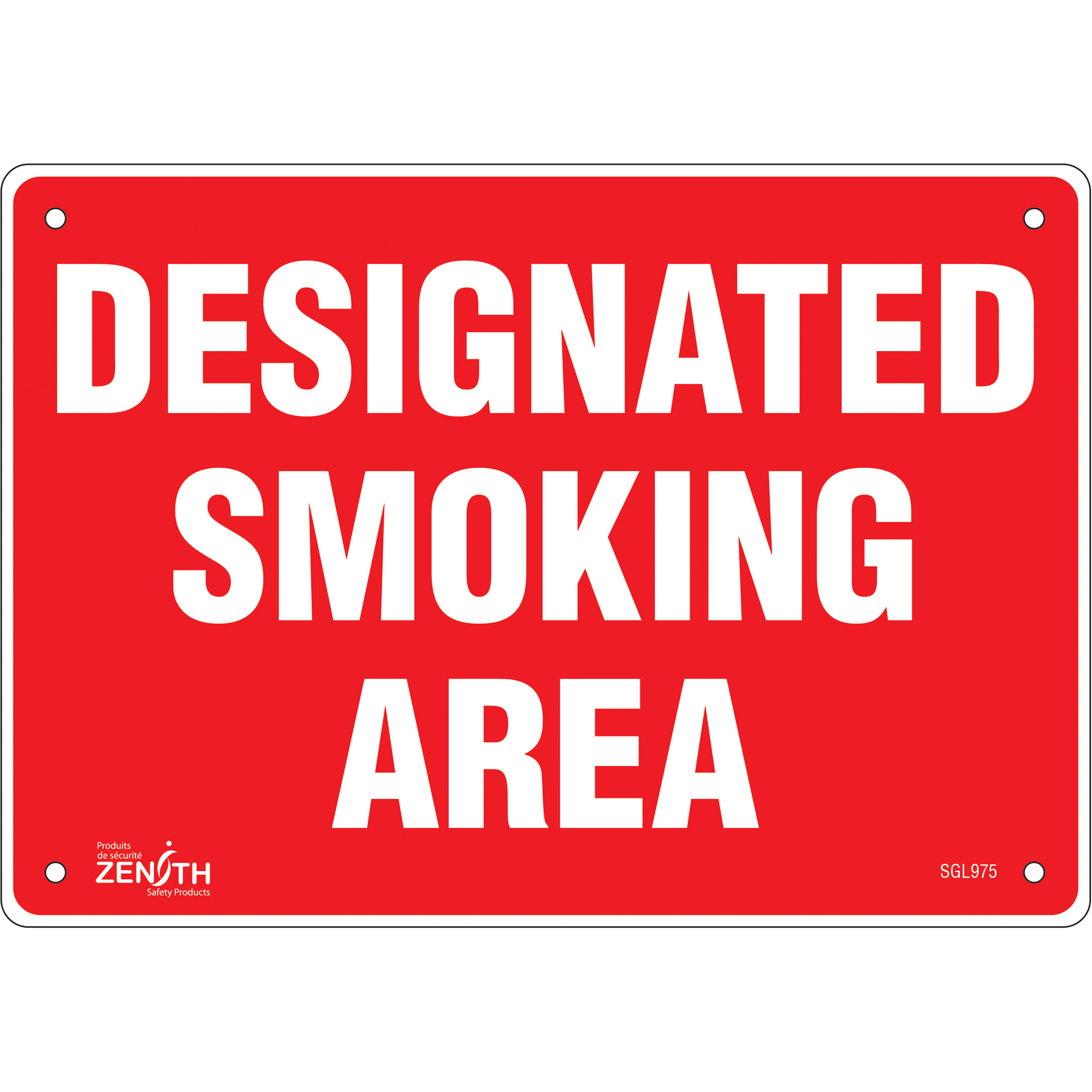 Enseigne «Designated Smoking Area», 7" x 10", Aluminium, Anglais