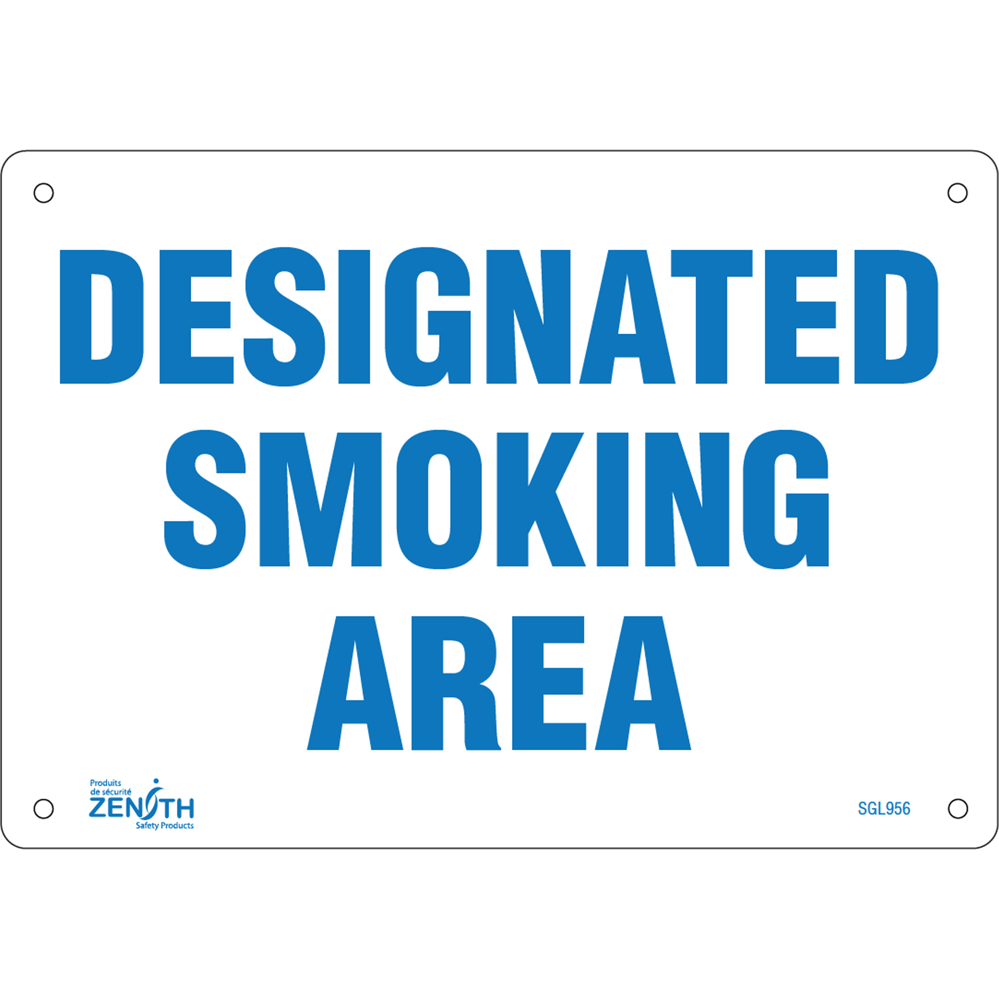 Enseigne «Designated Smoking Area», 7" x 10", Plastique, Anglais