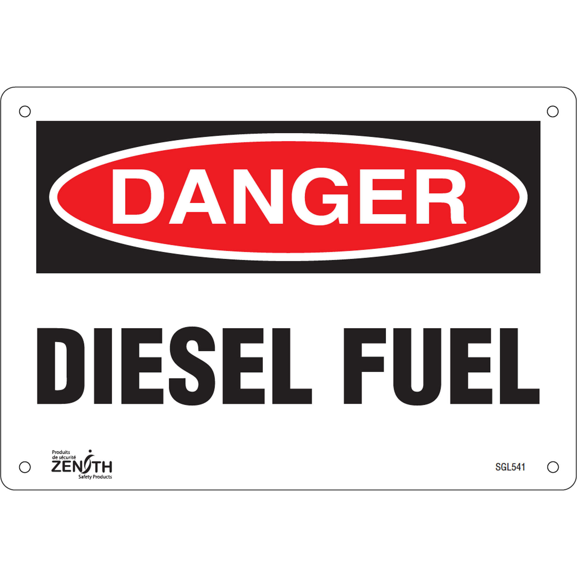 Enseigne «Diesel Fuel», 7" x 10", Aluminium, Anglais