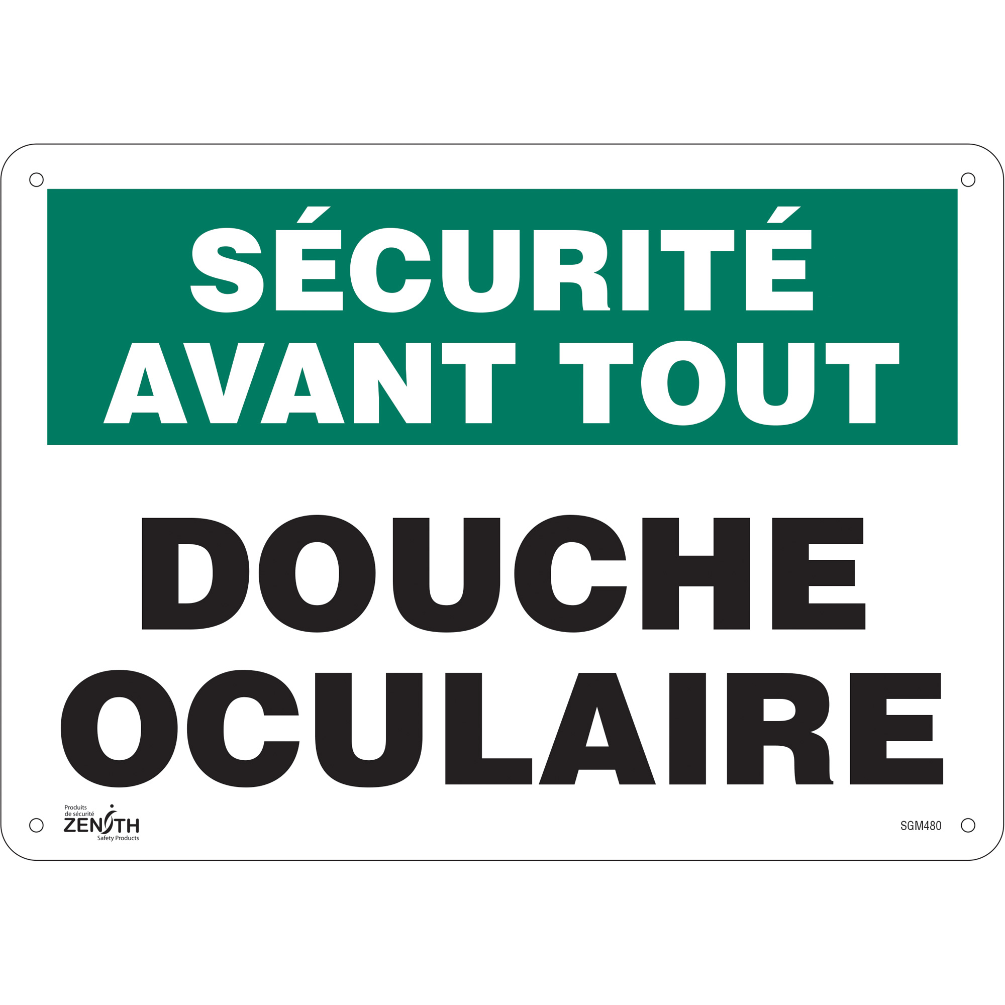 Enseigne «Douche Oculaire», 10" x 14", Aluminium, Français