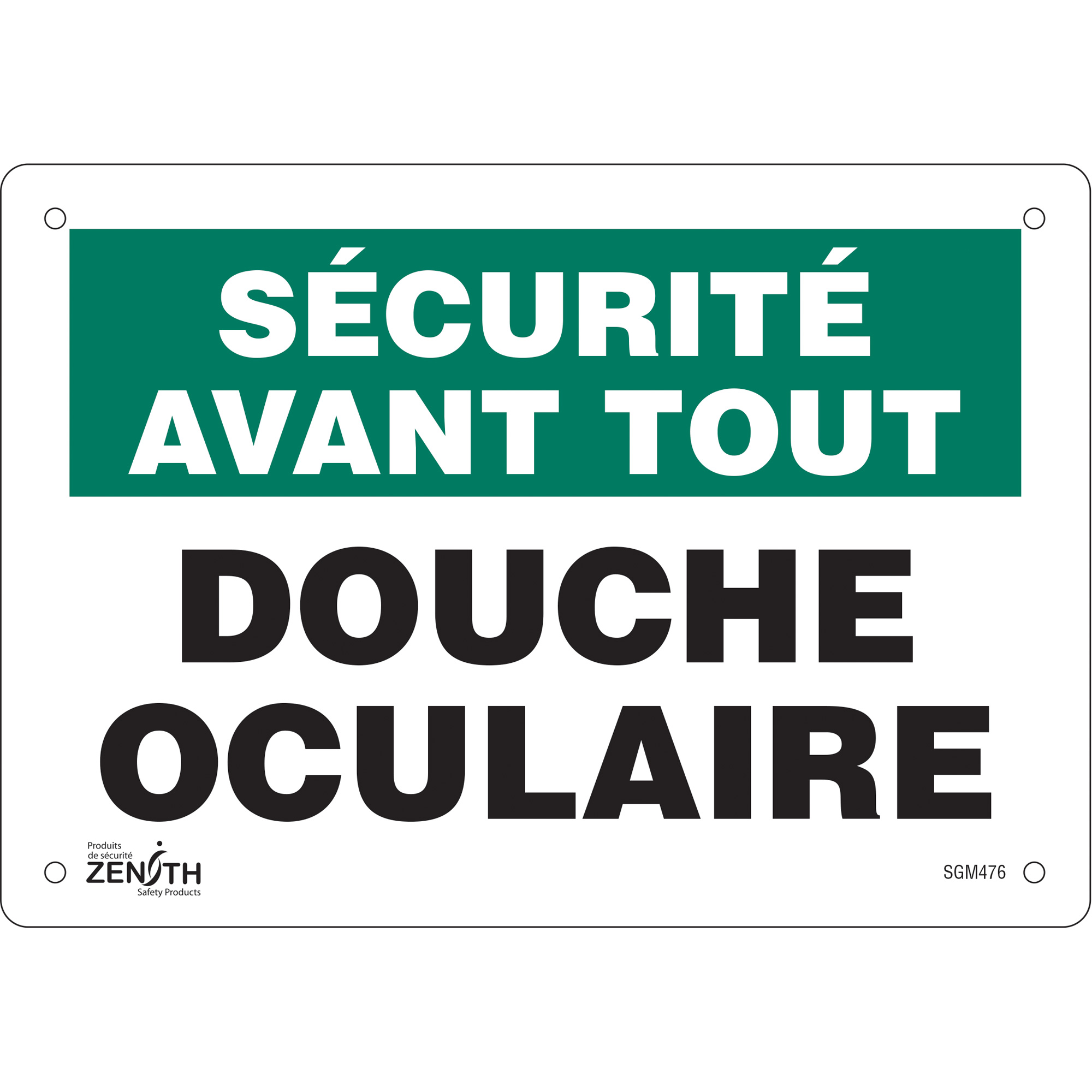 Enseigne «Douche Oculaire», 7" x 10", Plastique, Français