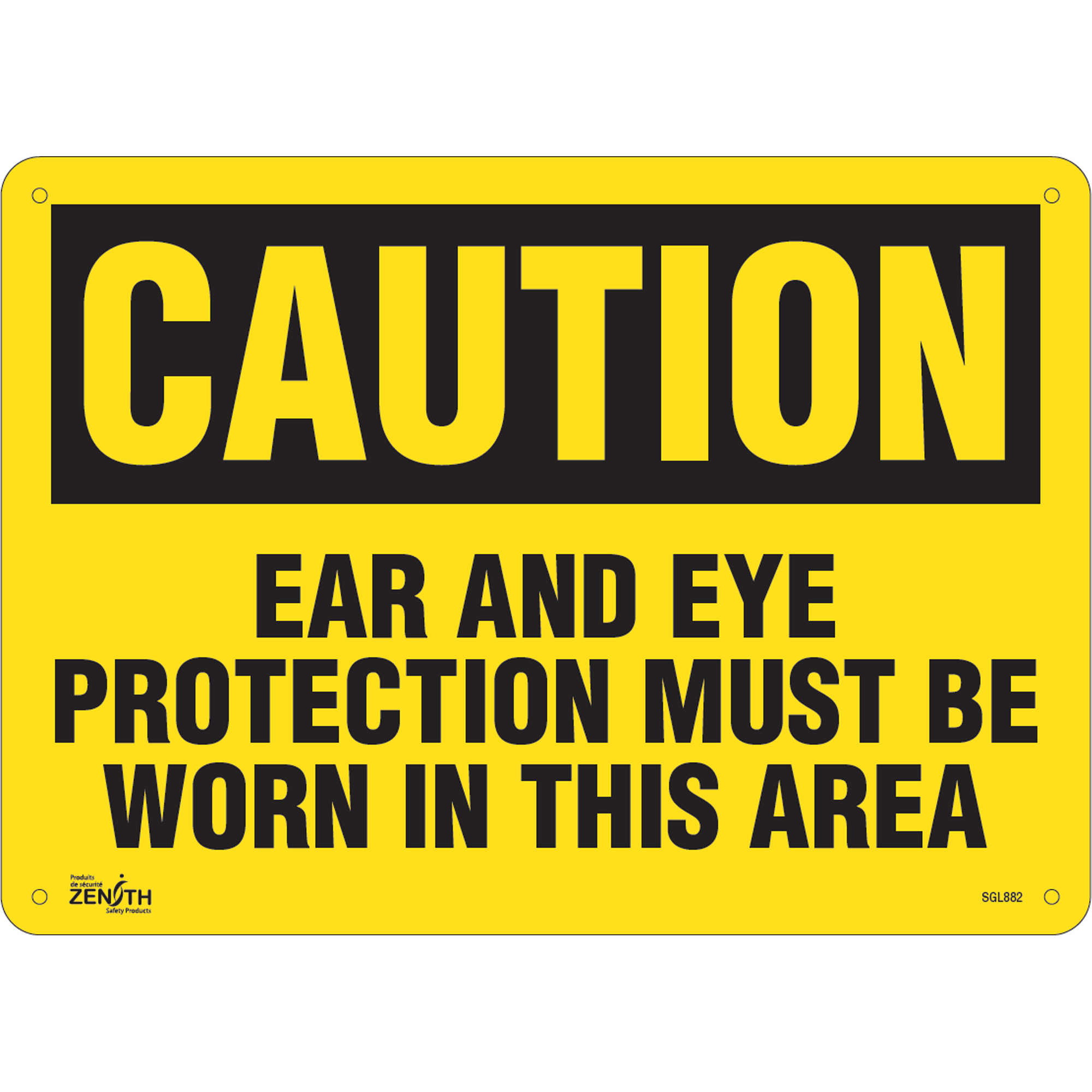 Enseigne «Ear And Eye Protection», 10" x 14", Aluminium, Anglais