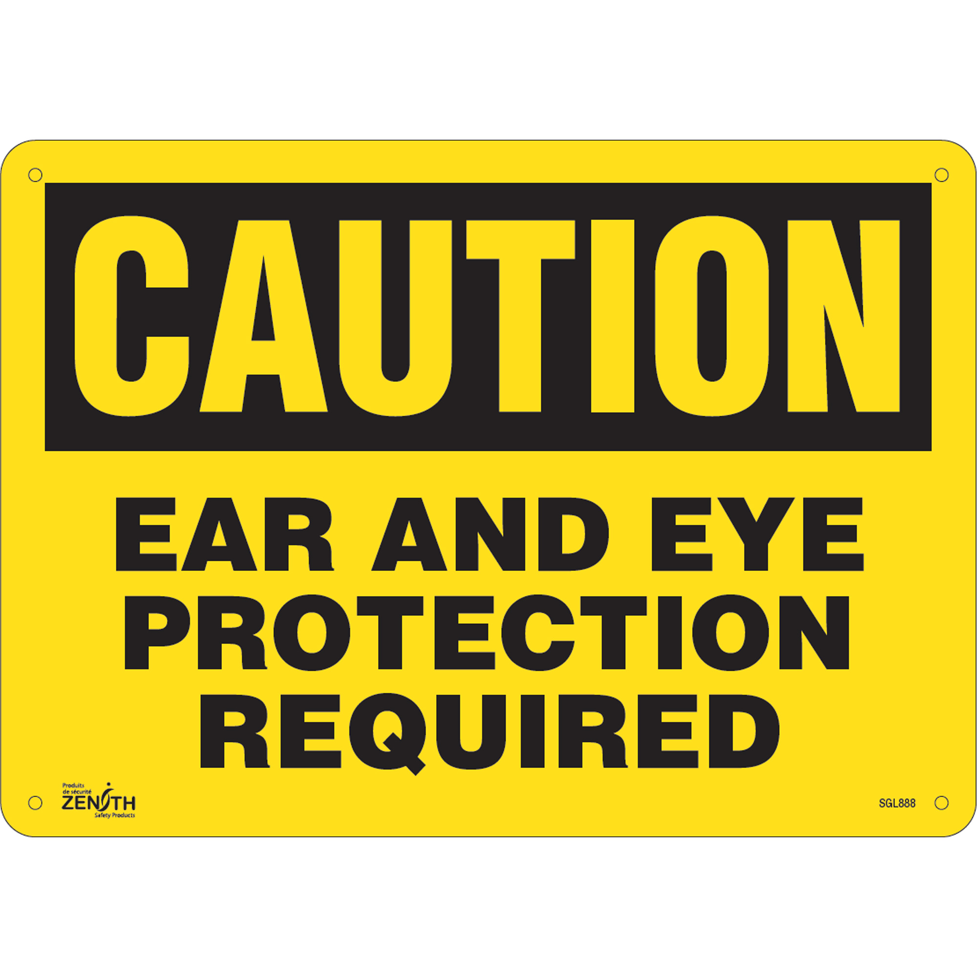 Enseigne «Ear And Eye Protection», 10" x 14", Aluminium, Anglais