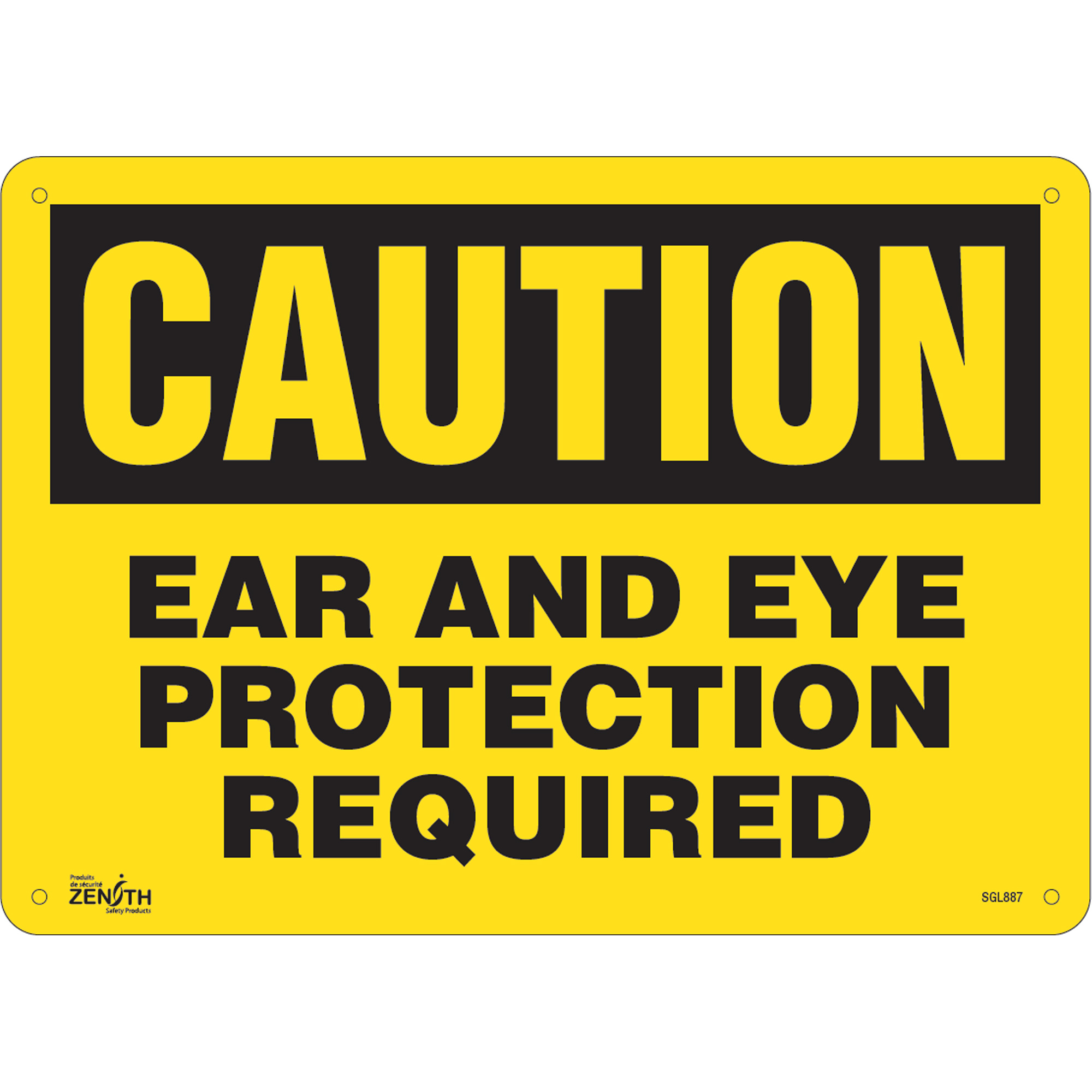 Enseigne «Ear And Eye Protection», 10" x 14", Plastique, Anglais