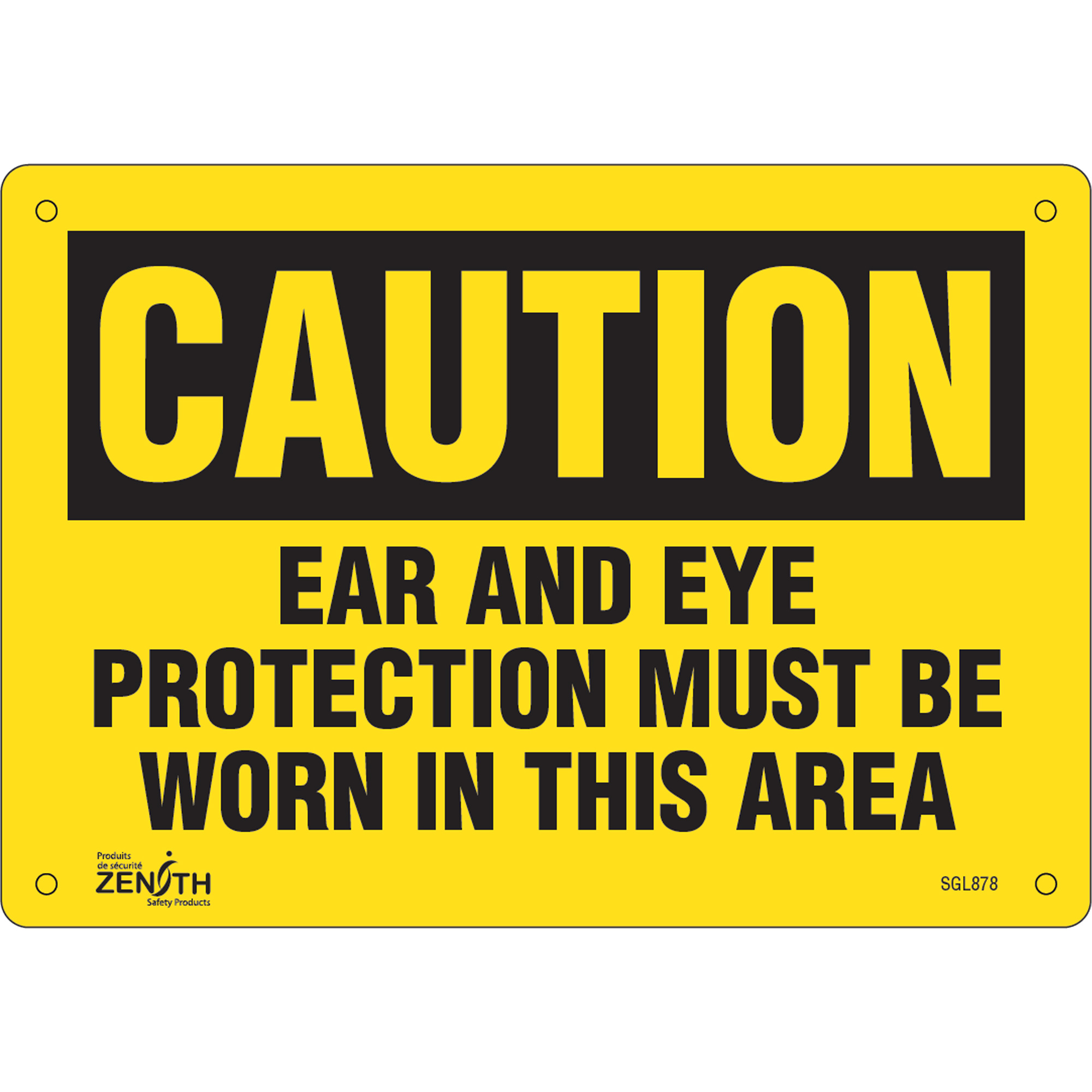 Enseigne «Ear And Eye Protection», 7" x 10", Plastique, Anglais