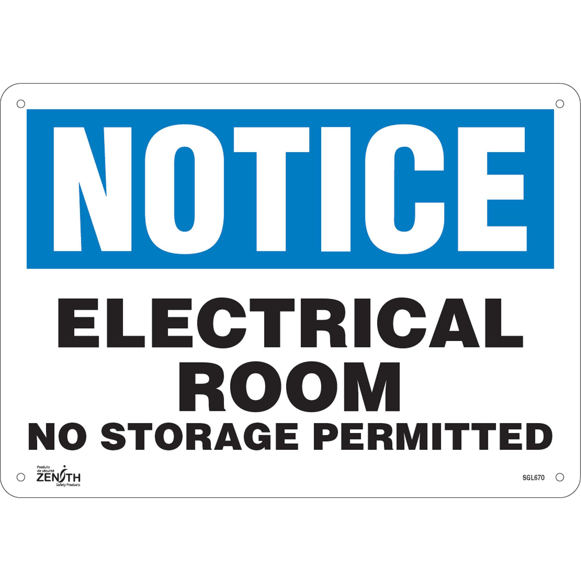 Enseigne «Electrical Room», 10" x 14", Aluminium, Anglais