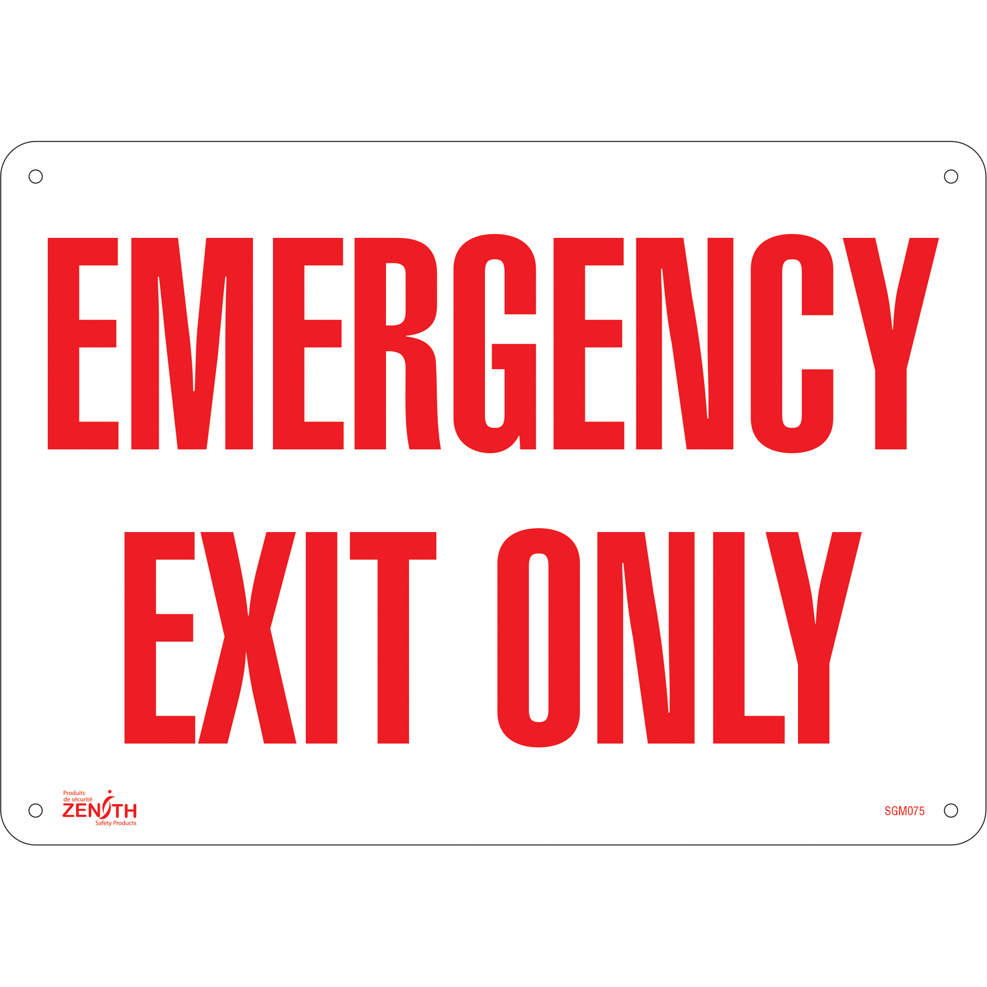 Enseigne «Emergency Exit», 10" x 14", Aluminium, Anglais