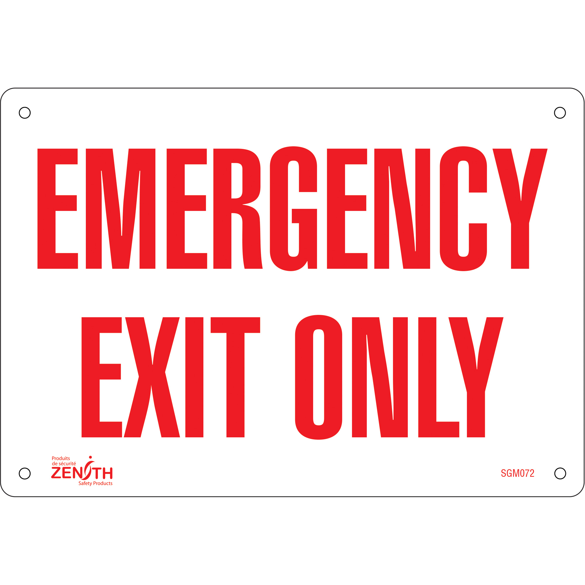 Enseigne «Emergency Exit», 7" x 10", Aluminium, Anglais