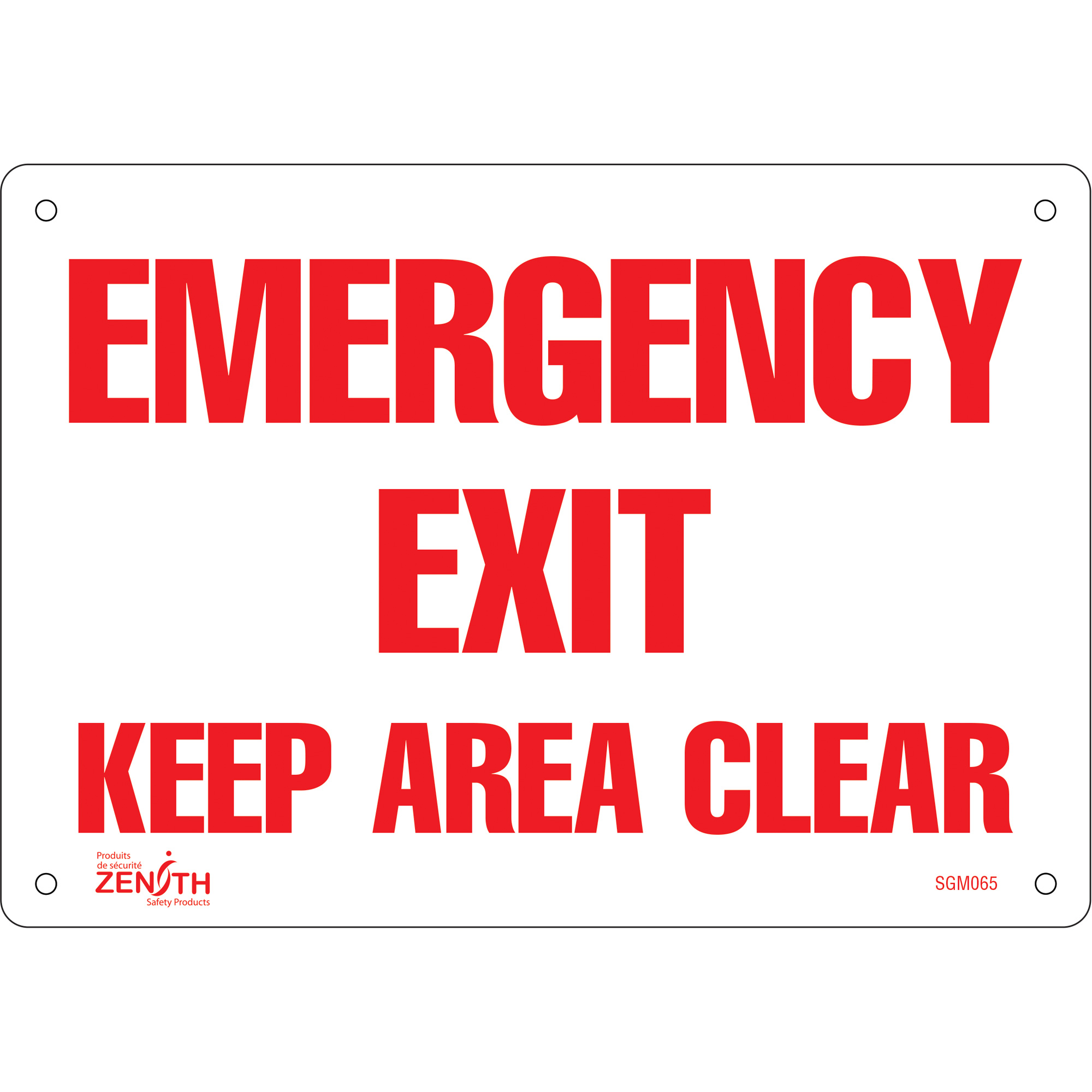 Enseigne «Emergency Exit», 7" x 10", Plastique, Anglais