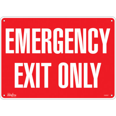 Enseigne «Emergency Exit Only», 10" x 14", Aluminium, Anglais