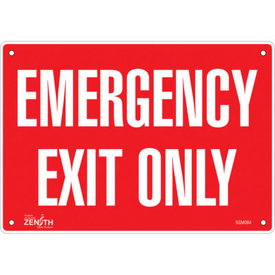 Enseigne «Emergency Exit Only», 7" x 10", Aluminium, Anglais