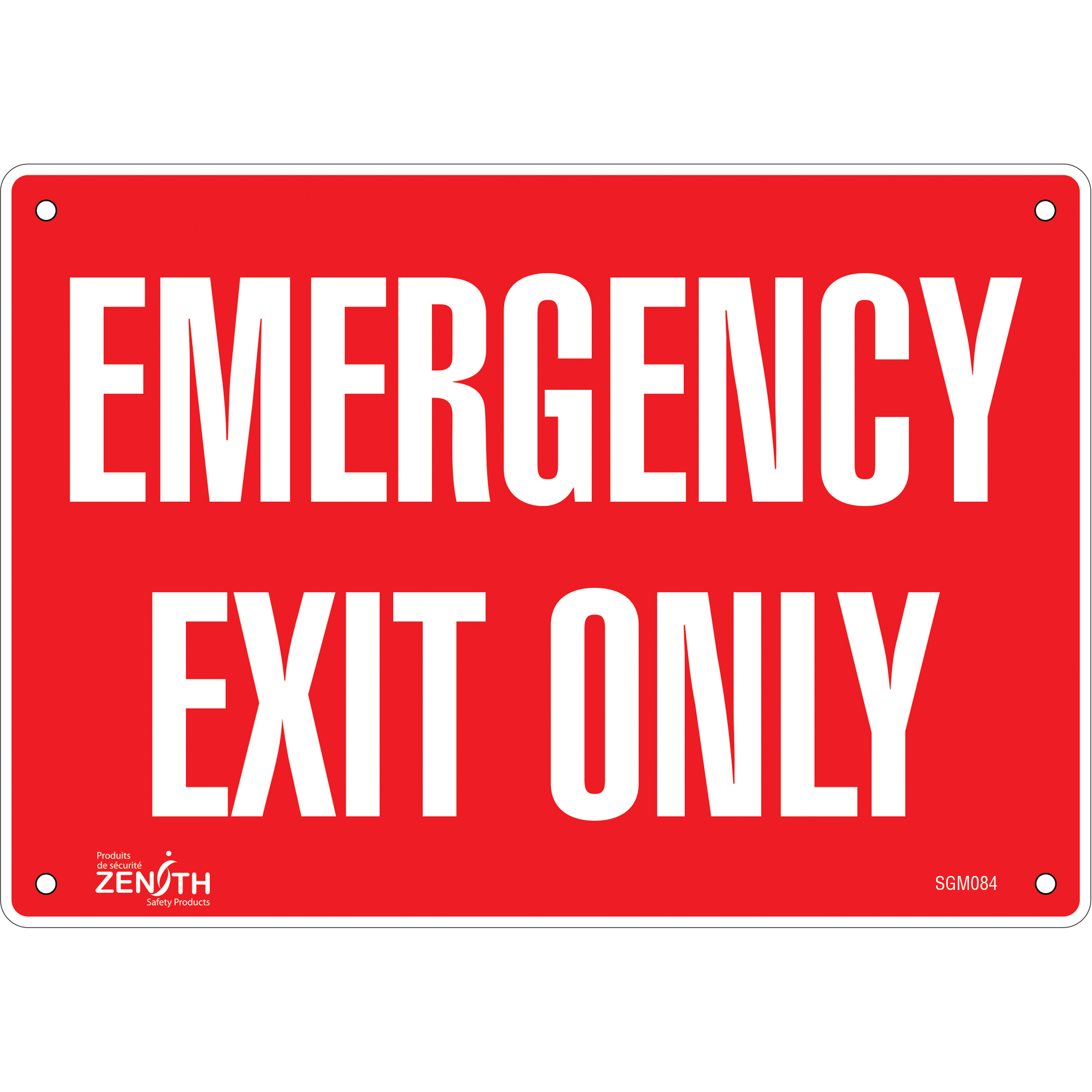Enseigne «Emergency Exit Only», 7" x 10", Aluminium, Anglais