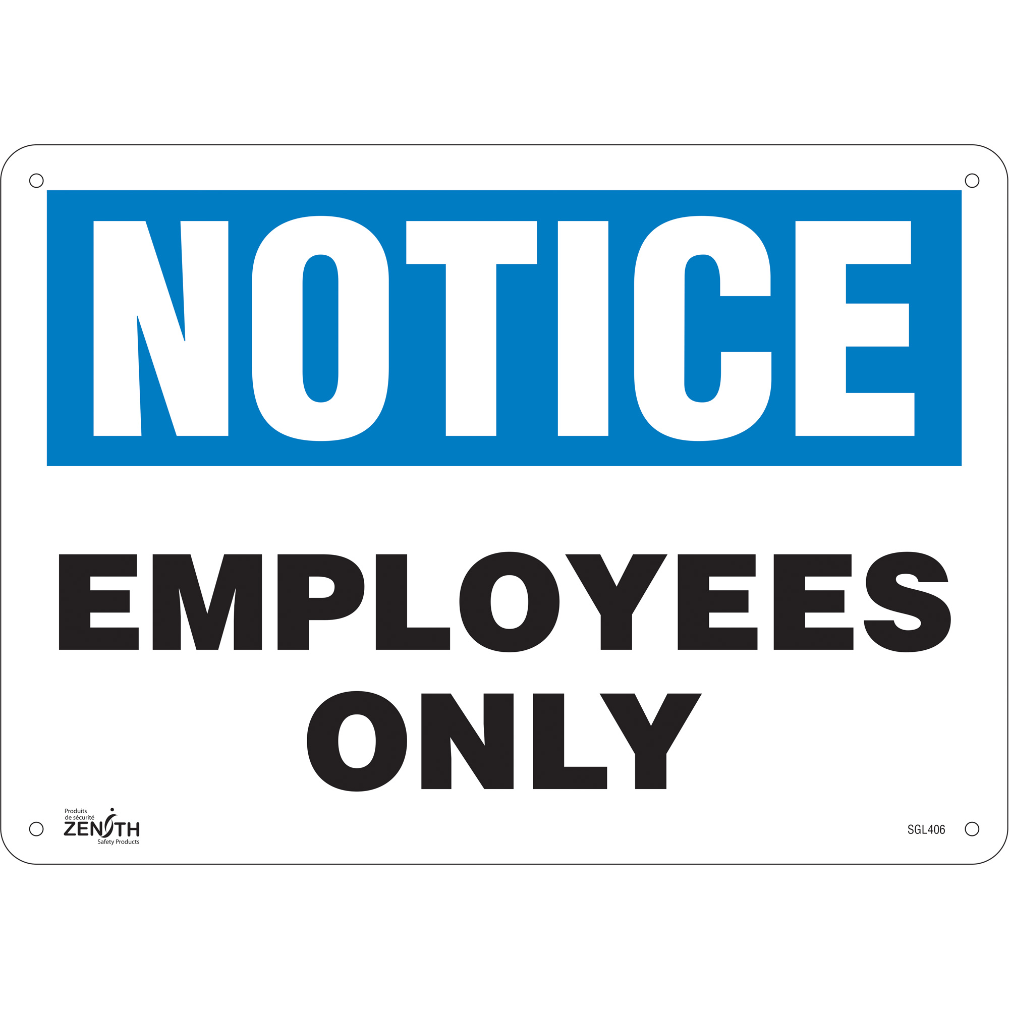 Enseigne «Employees Only», 10" x 14", Aluminium, Anglais
