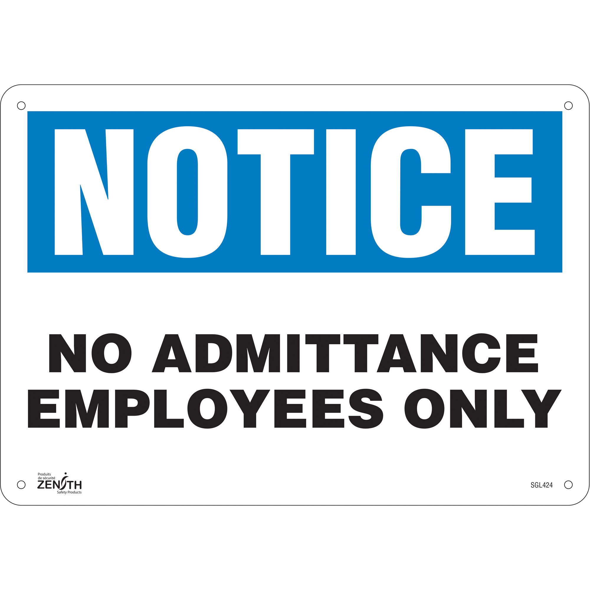 Enseigne «Employees Only», 10" x 14", Aluminium, Anglais