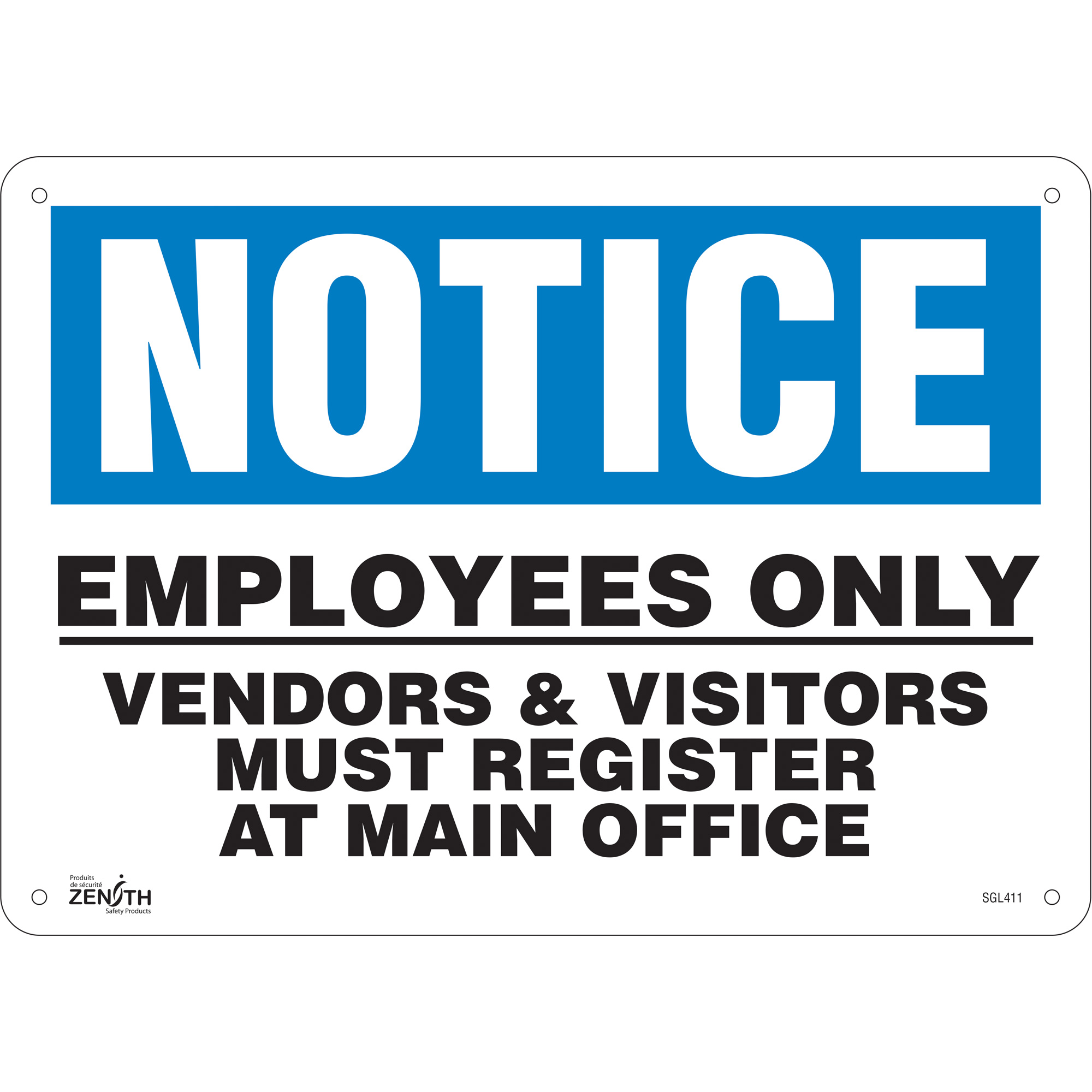 Enseigne «Employees Only», 10" x 14", Plastique, Anglais