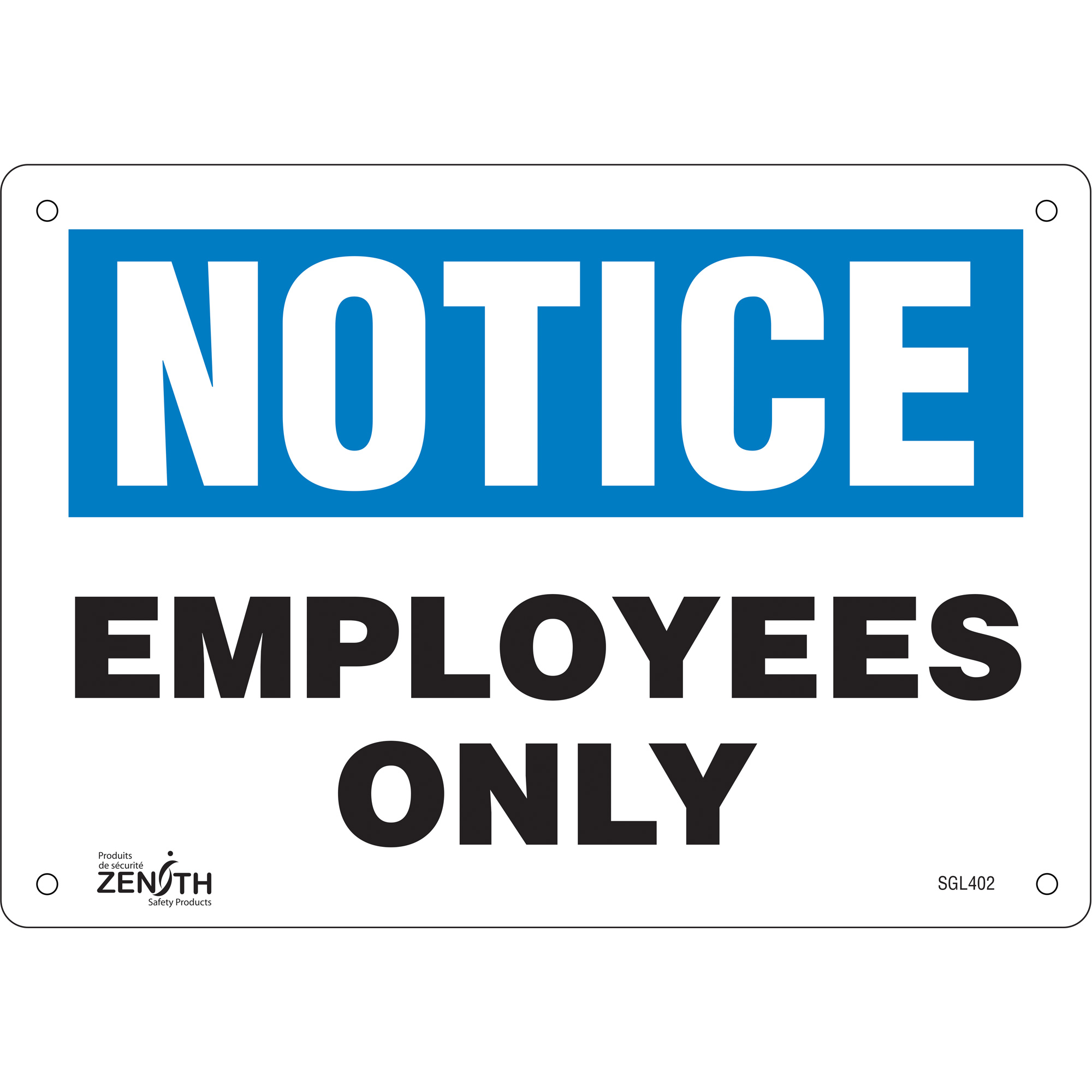 Enseigne «Employees Only», 7" x 10", Plastique, Anglais