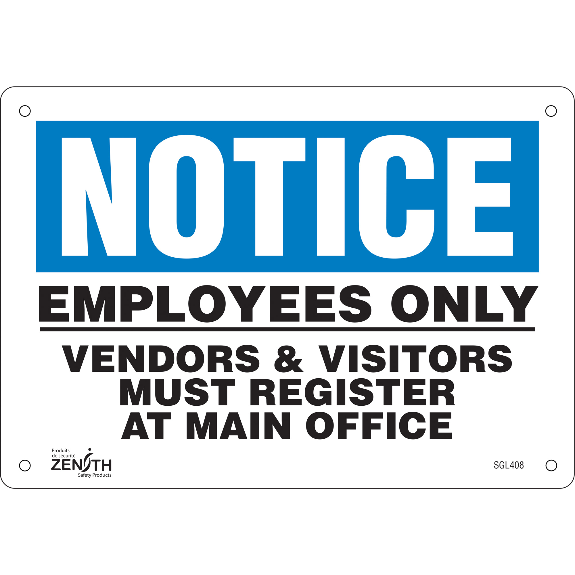 Enseigne «Employees Only», 7" x 10", Plastique, Anglais