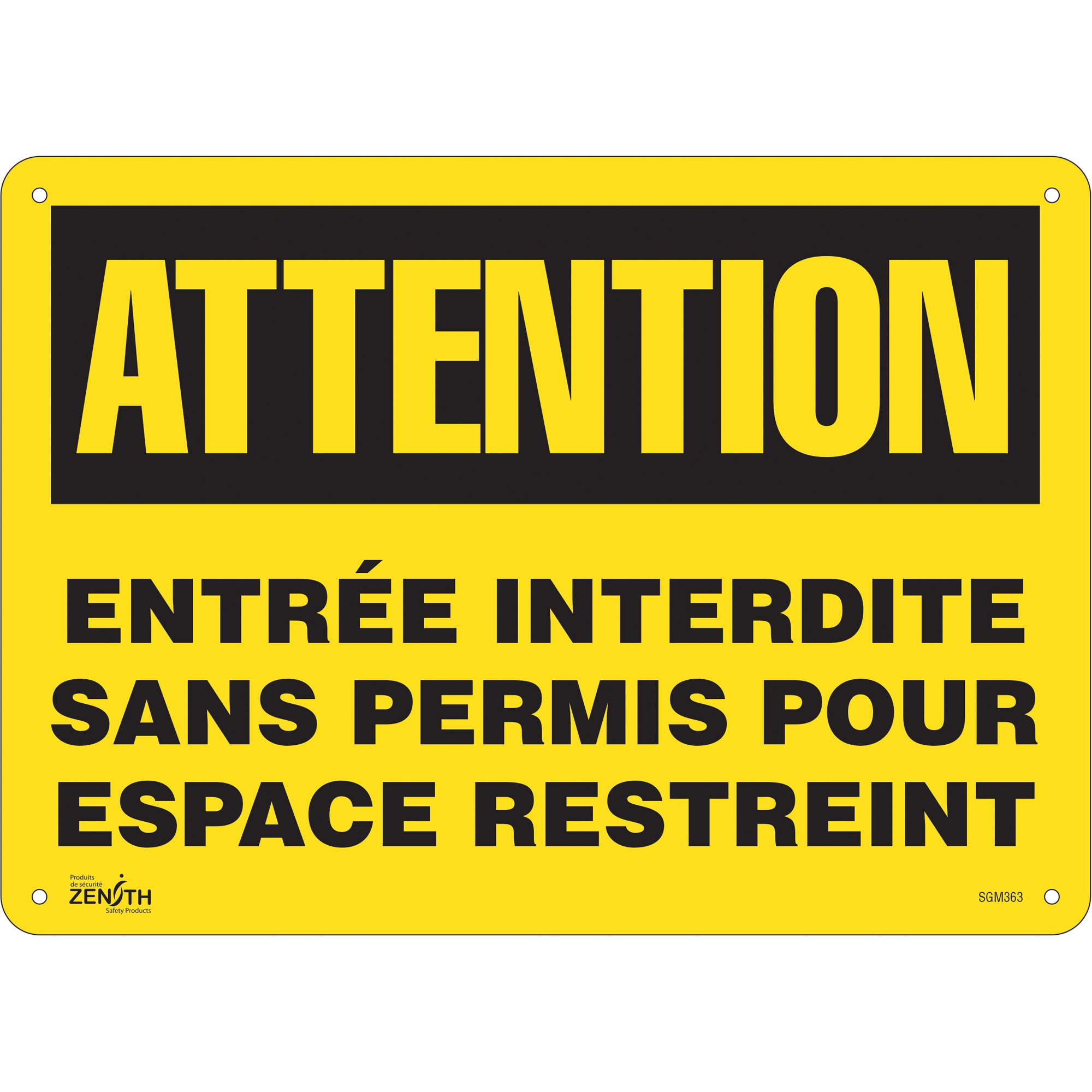 Enseigne «Entrée Interdite Sans Permis», 10" x 14", Plastique, Français
