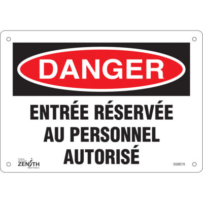Enseigne «Entrée Réservée Au Personnel Autorisé», 7" x 10", Plastique, Français