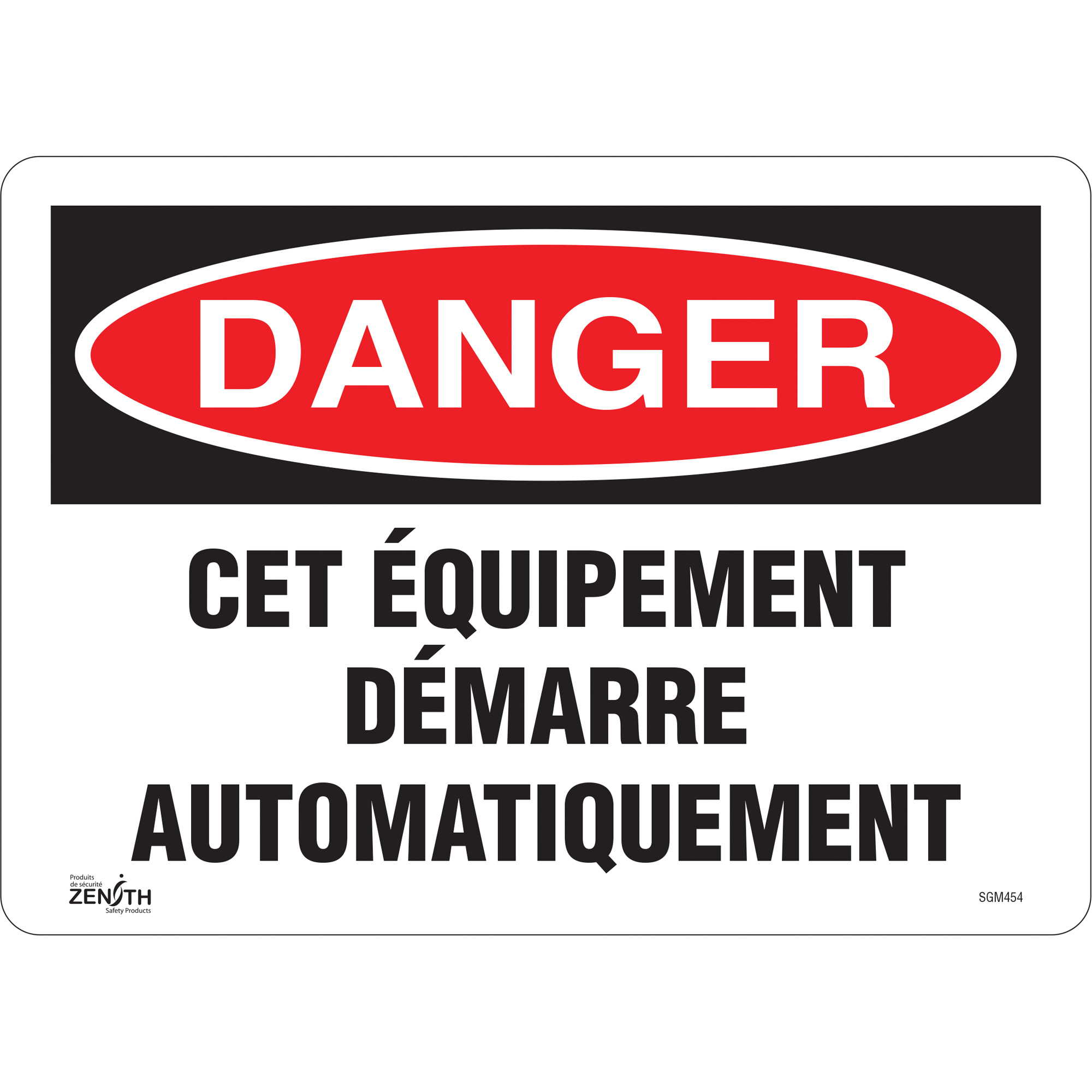 Enseigne «Équipement Démarre Automatiquement», 10" x 14", Vinyle, Français