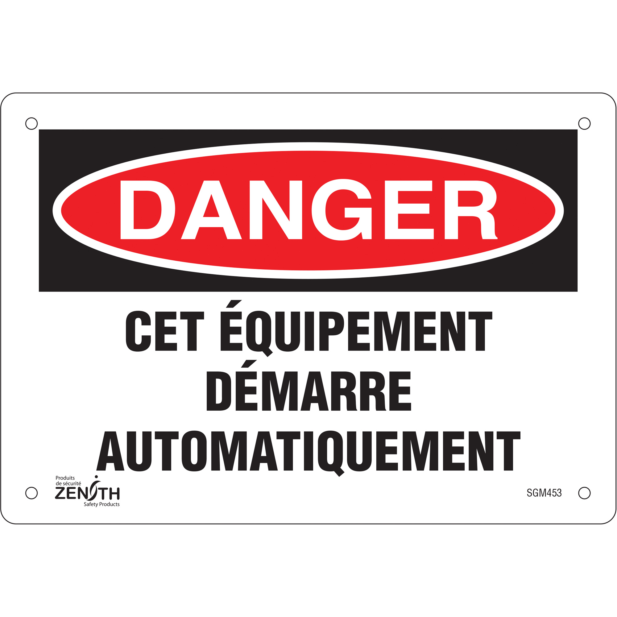 Enseigne «Équipement Démarre Automatiquement», 7" x 10", Aluminium, Français