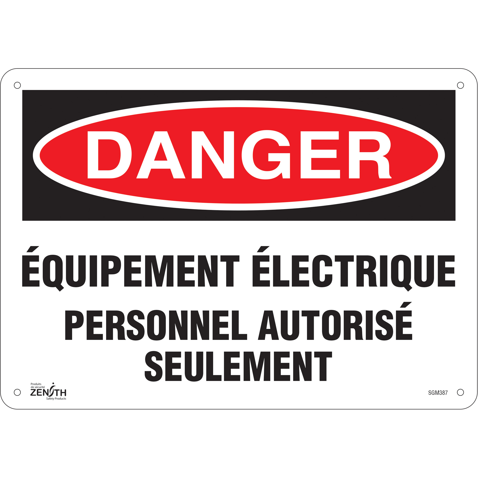 Enseigne «Équipement Électrique», 10" x 14", Plastique, Français
