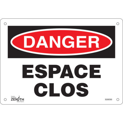 Enseigne «Espace Clos», 7" x 10", Plastique, Français