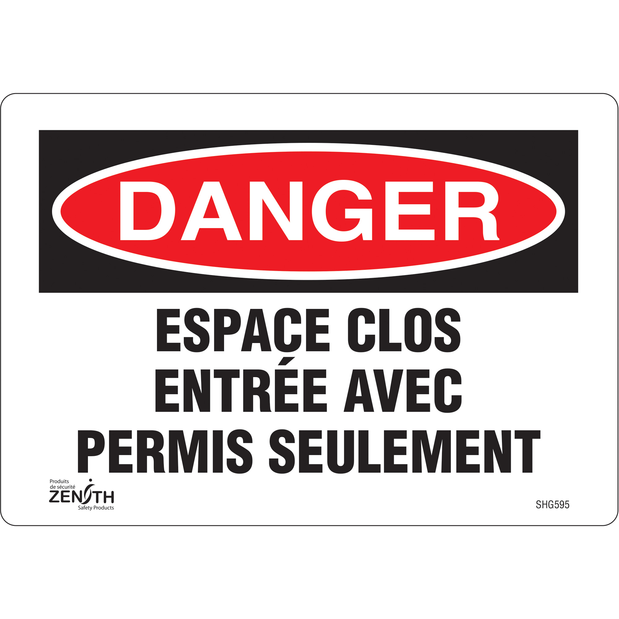 Enseigne « Espace clos », 7" x 10", Vinyle, Français