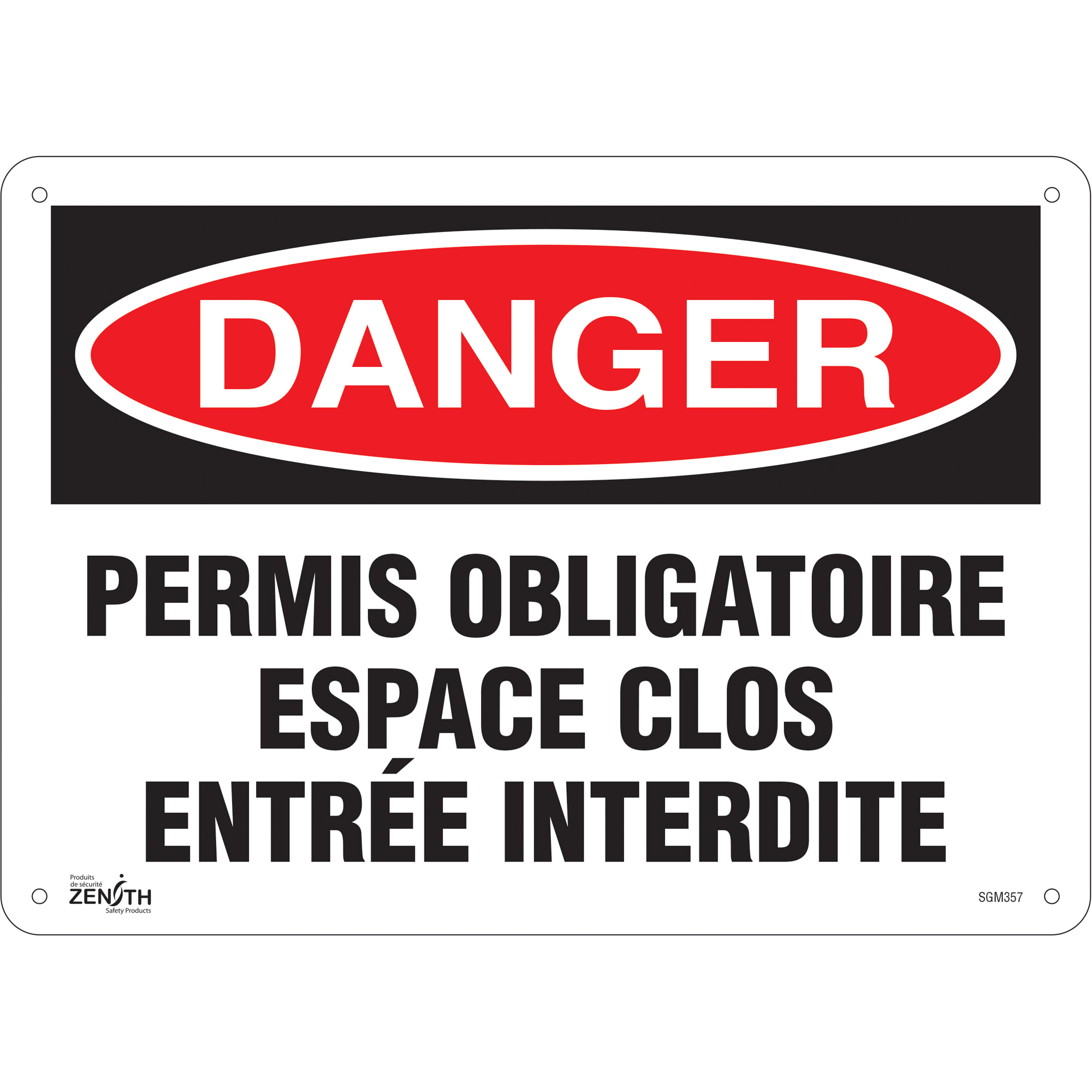 Enseigne «Espace Clos Entrée Interdite», 10" x 14", Plastique, Français