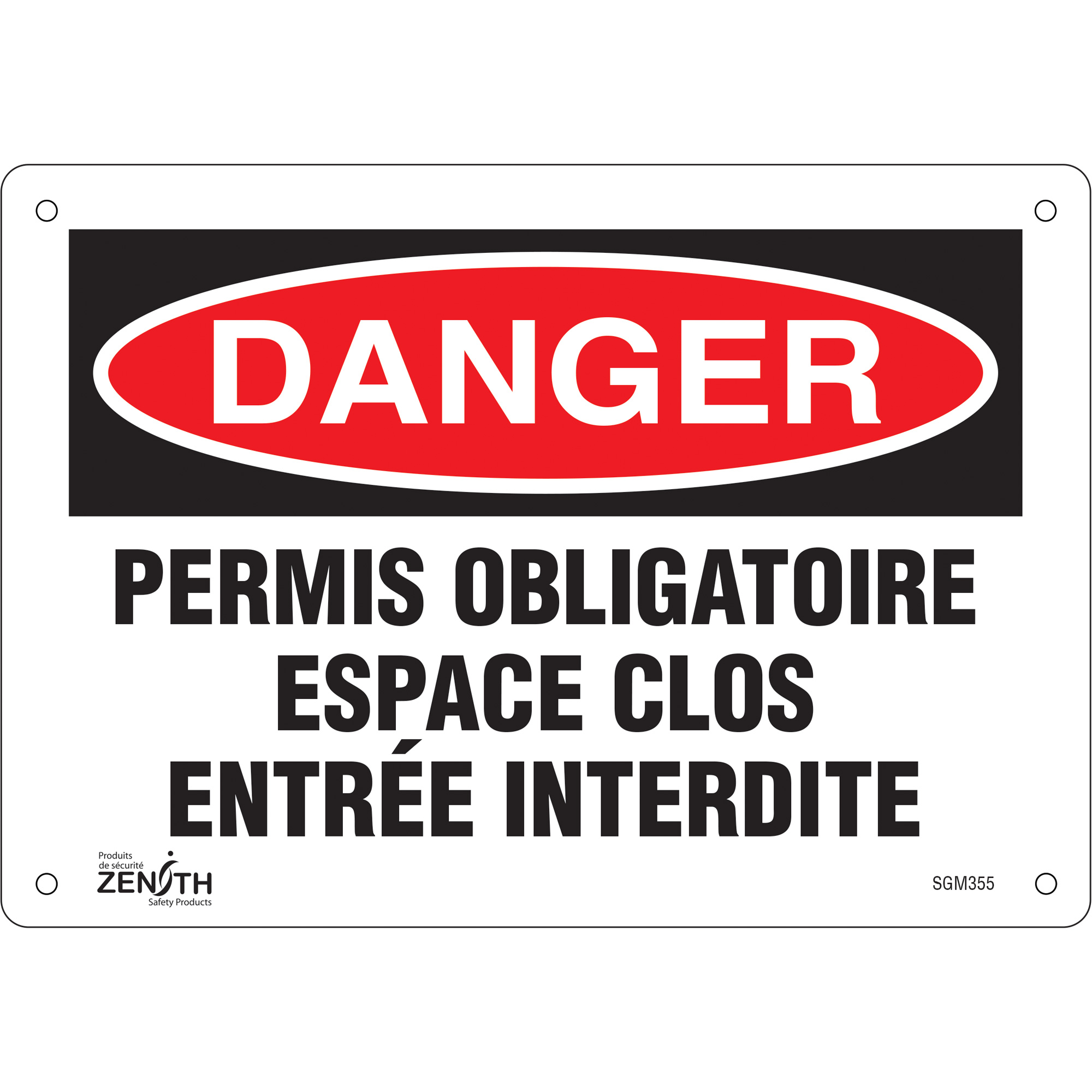 Enseigne «Espace Clos Entrée Interdite», 7" x 10", Aluminium, Français