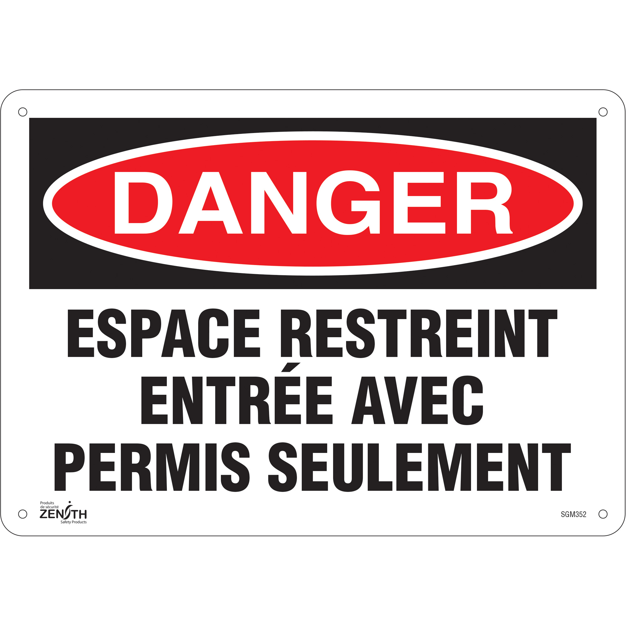 Enseigne «Espace Restreint», 10" x 14", Aluminium, Français