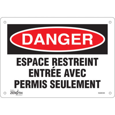 Enseigne «Espace Restreint», 7" x 10", Aluminium, Français