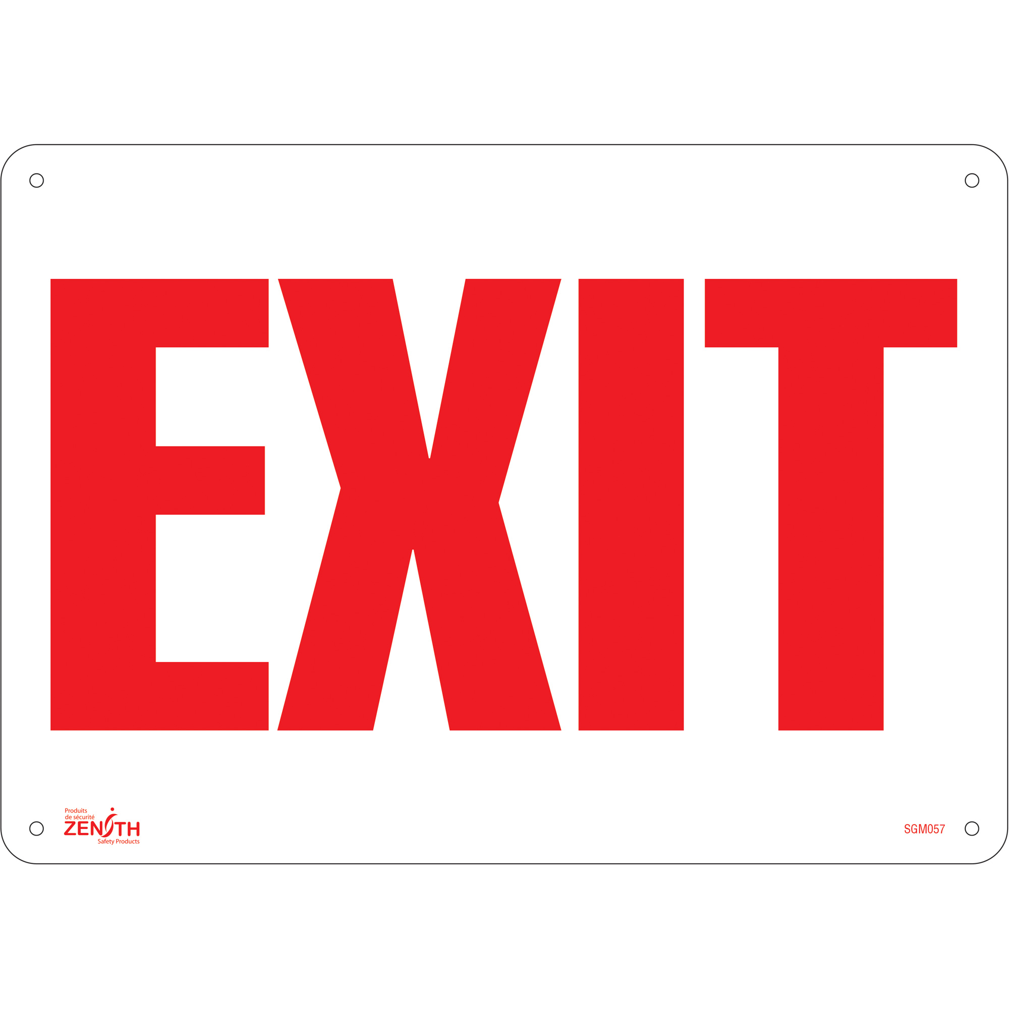 Enseigne «Exit», 10" x 14", Aluminium, Anglais