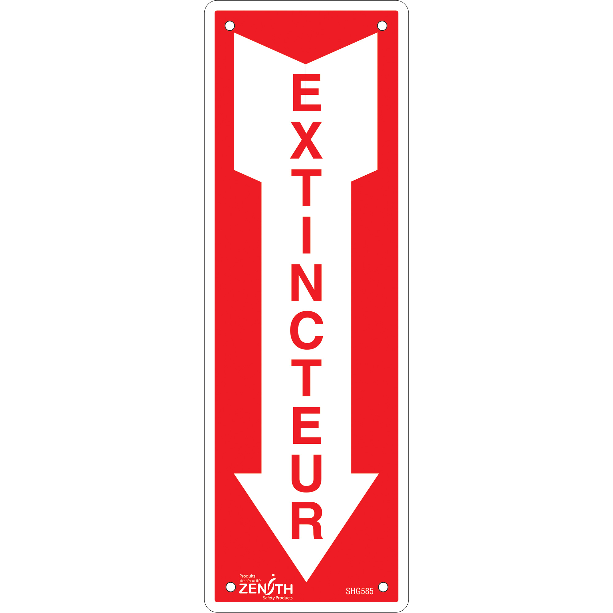 Enseigne « Extincteur », 12" x 4", Plastique, Français avec pictogramme