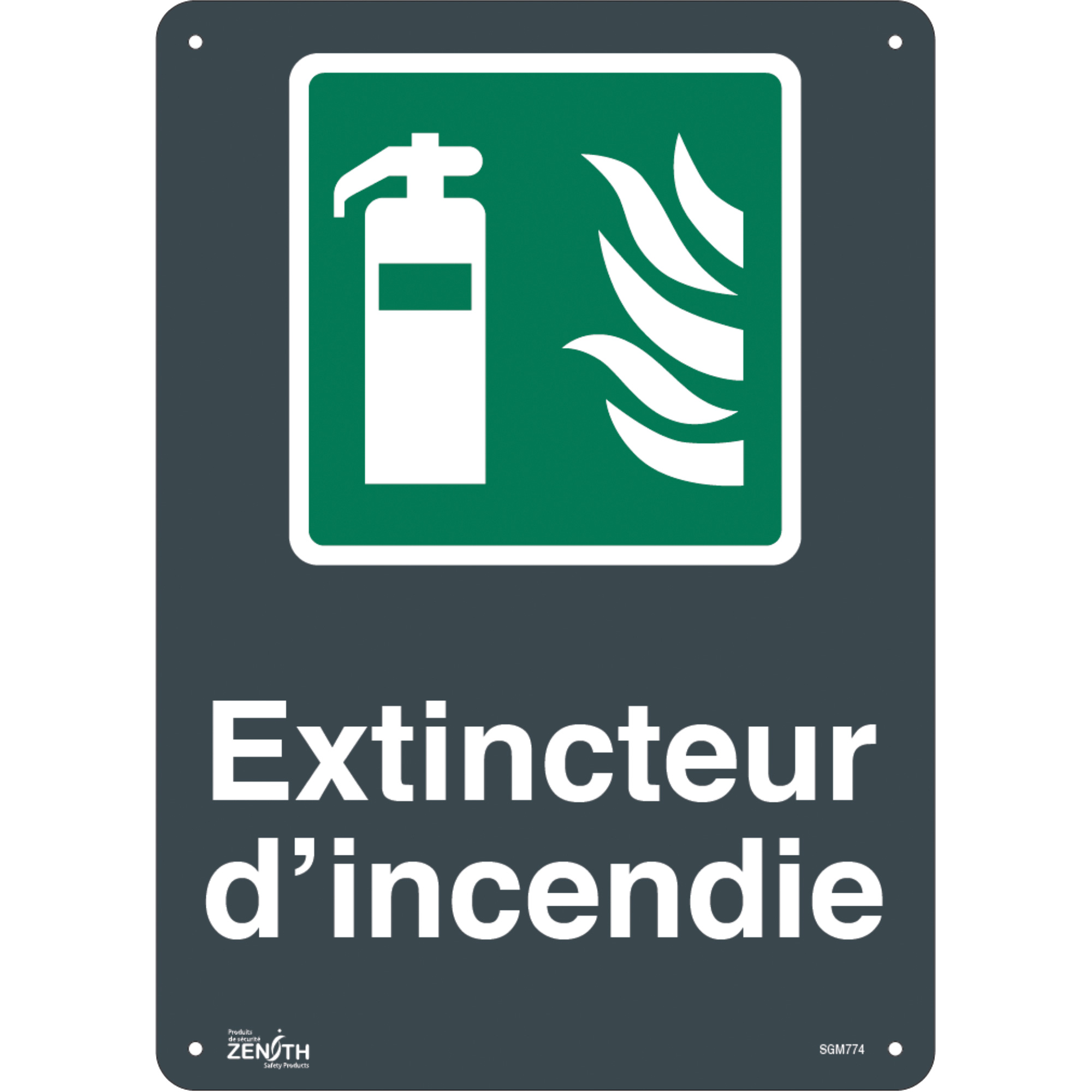 Enseigne «Extincteur D'Incendie», 14" x 10", Aluminium, Français avec pictogramme
