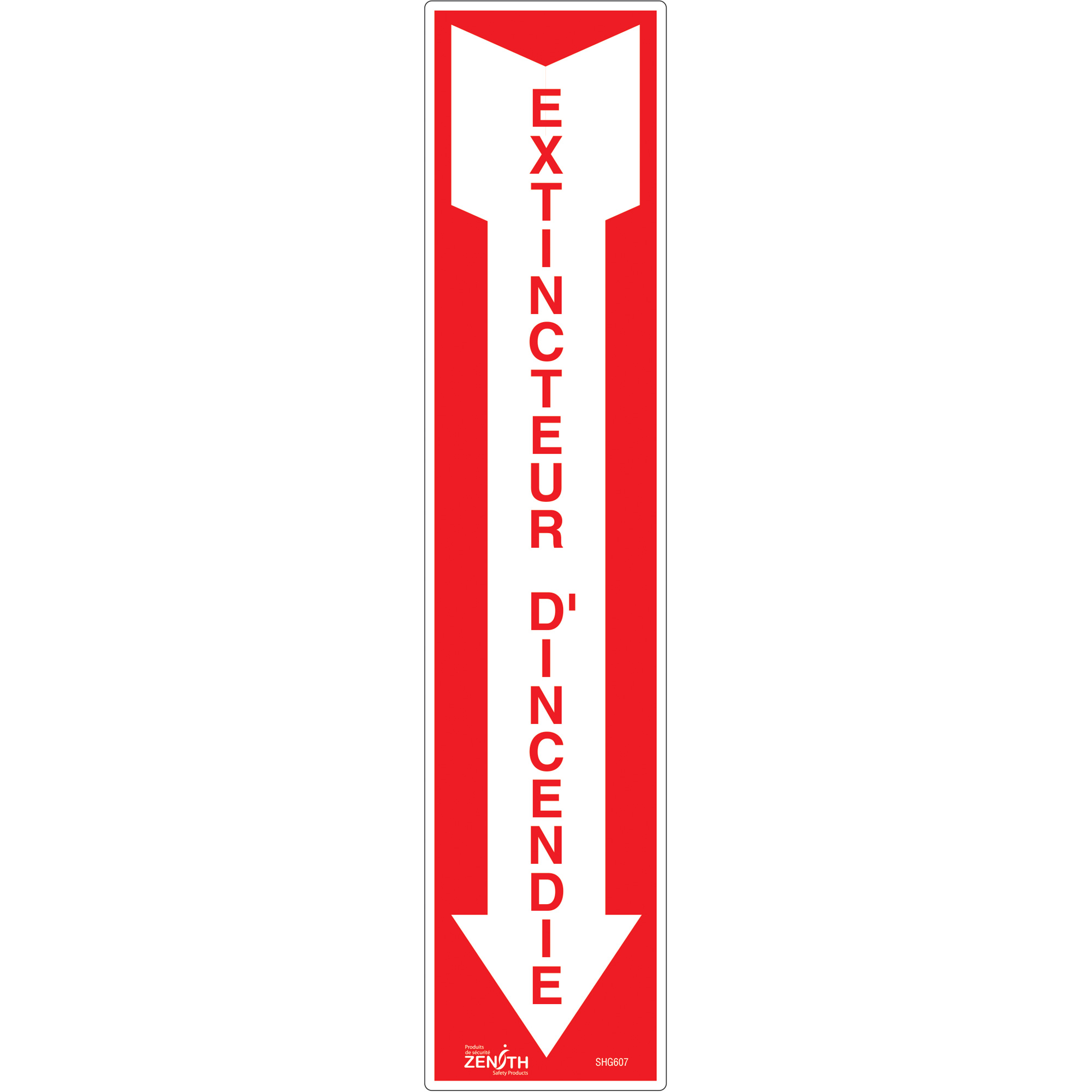 Enseigne « Extincteur d'incendie », 4" x 18", Vinyle, Français avec pictogramme