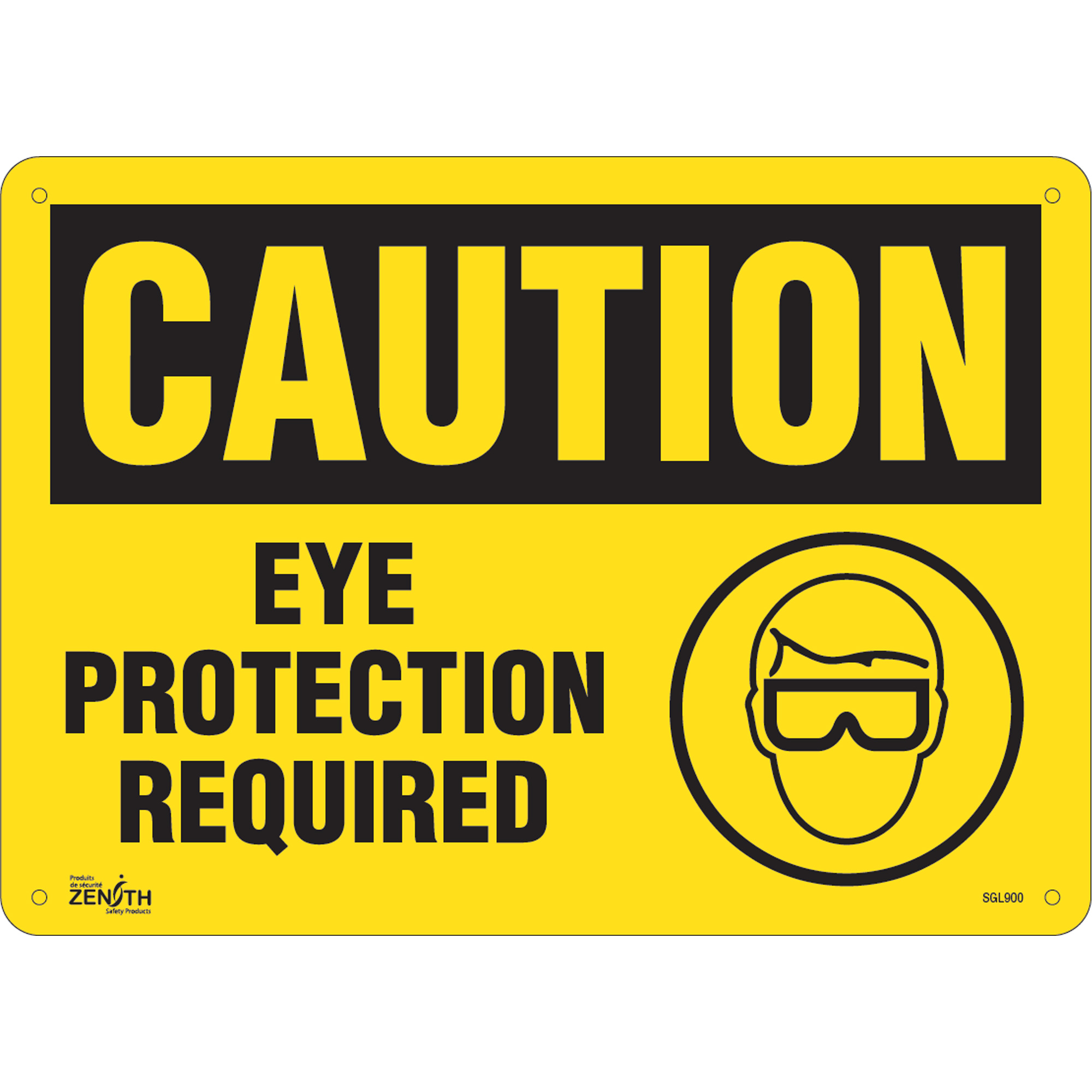 Enseigne «Eye Protection Required», 10" x 14", Aluminium, Anglais avec pictogramme