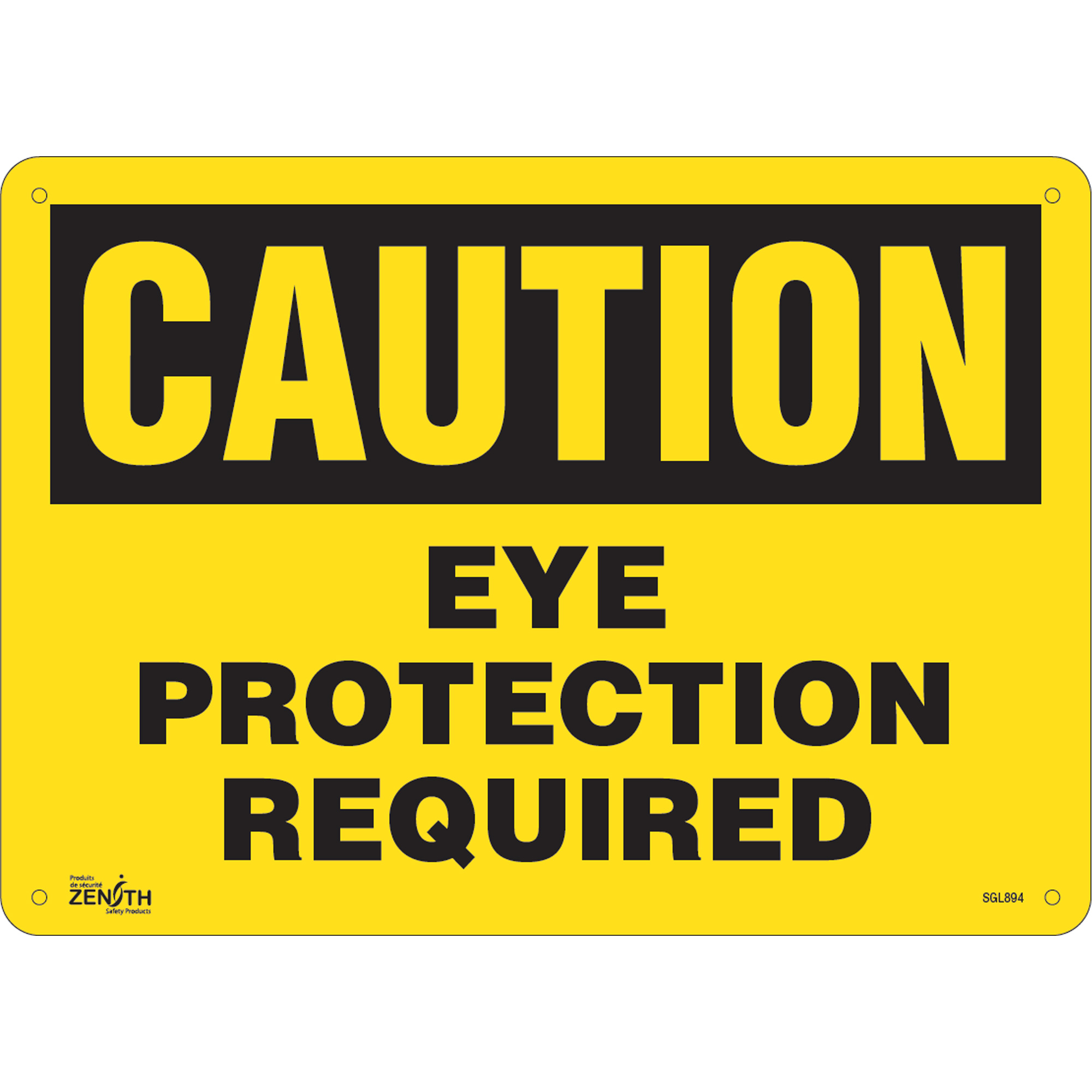 Enseigne «Eye Protection Required», 10" x 14", Aluminium, Anglais