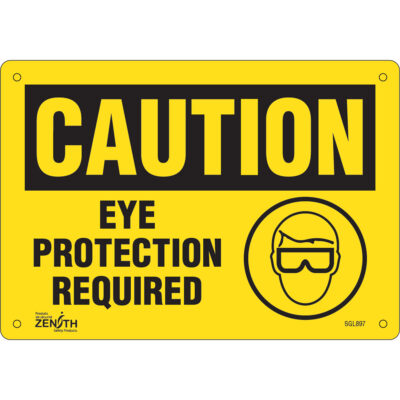 Enseigne «Eye Protection Required», 7" x 10", Aluminium, Anglais avec pictogramme