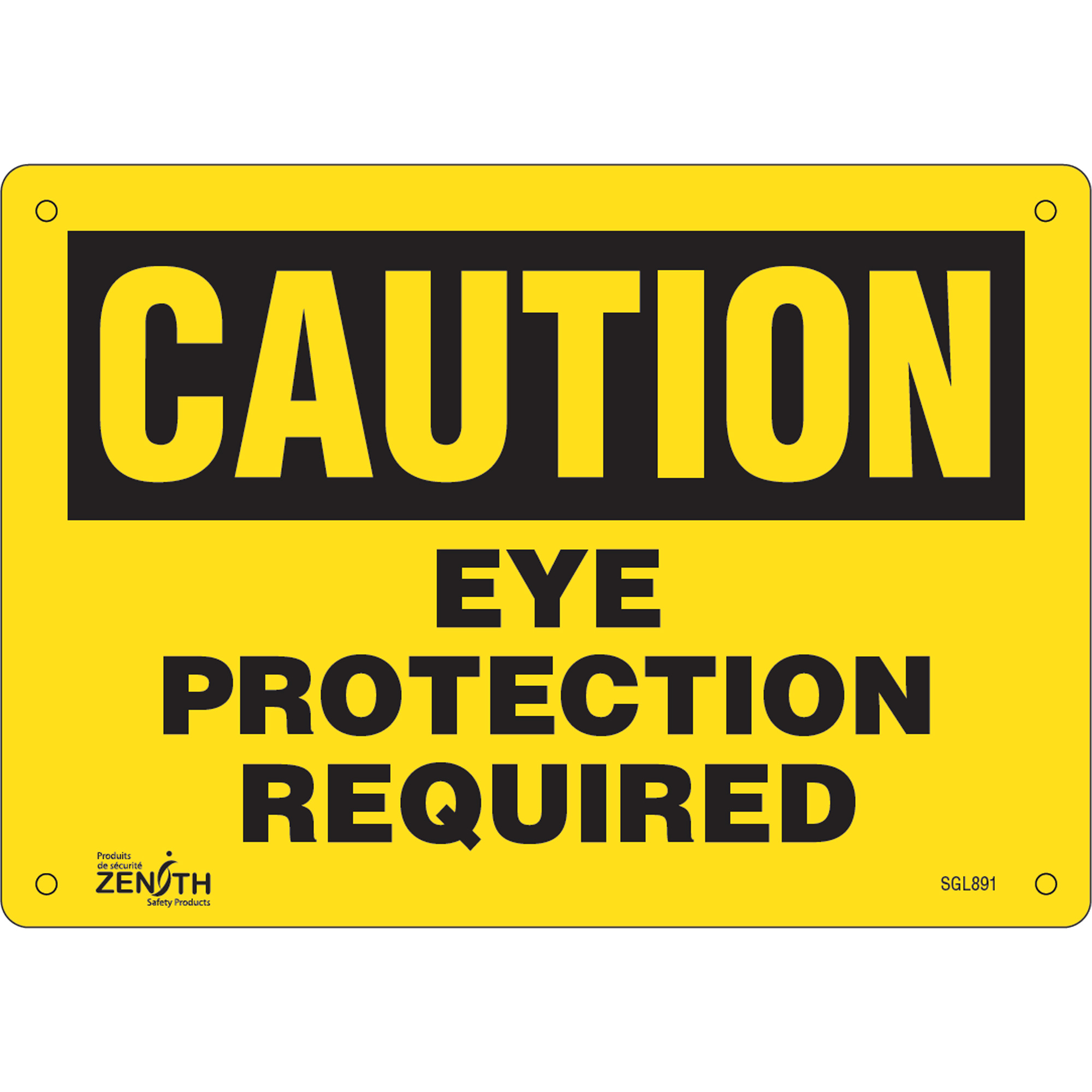 Enseigne «Eye Protection Required», 7" x 10", Aluminium, Anglais