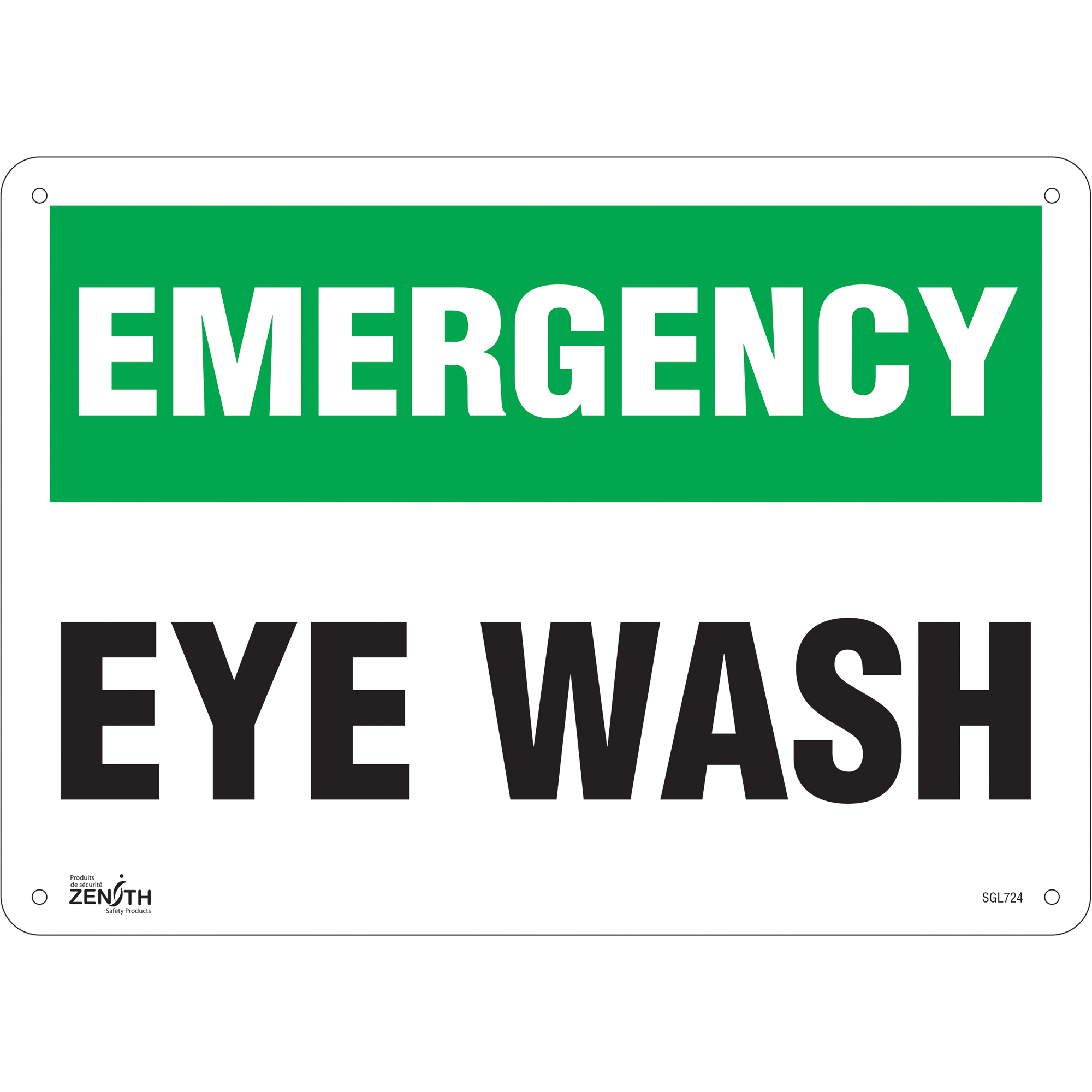 Enseigne «Eye Wash», 10" x 14", Aluminium, Anglais