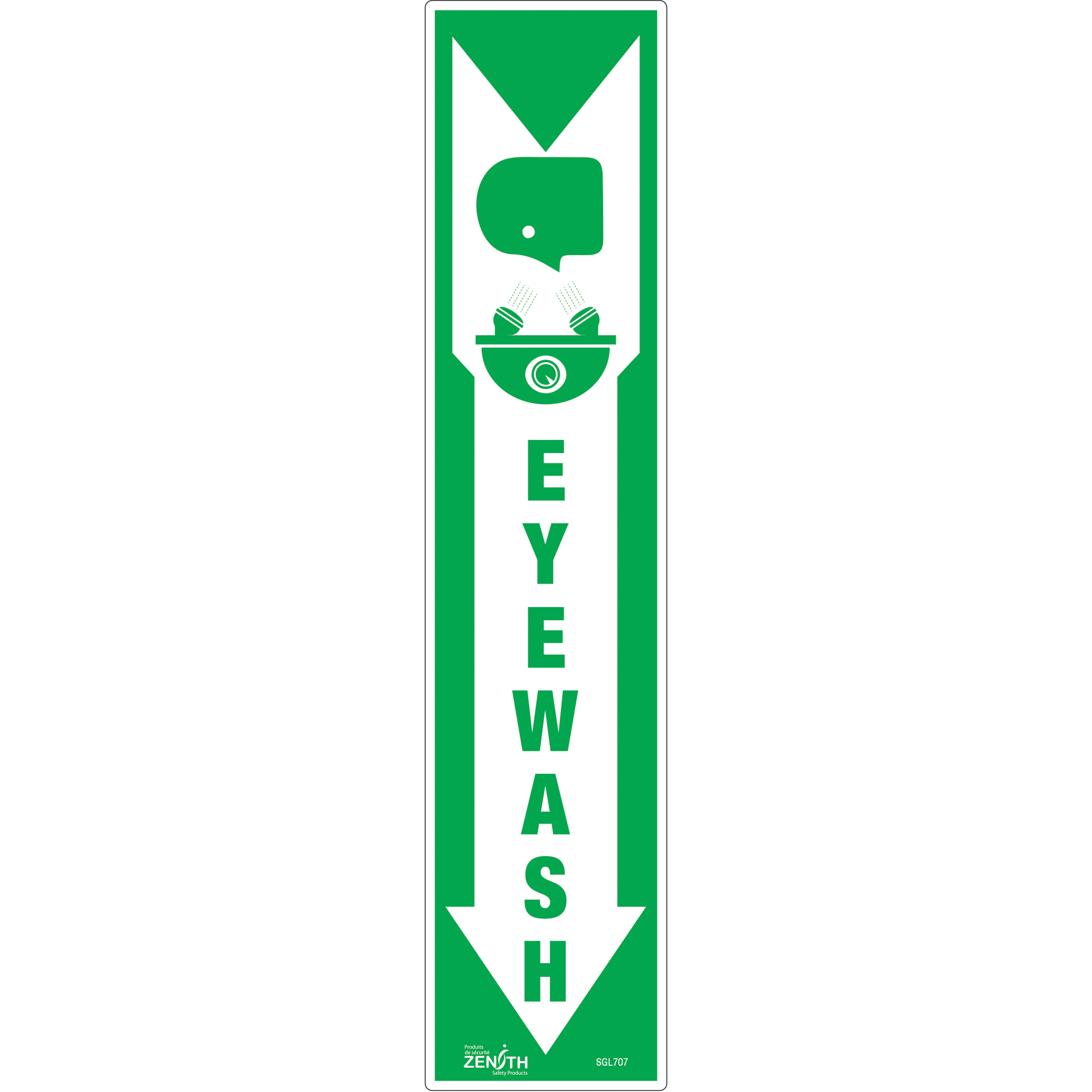 Enseigne «Eye Wash», 18" x 4", Vinyle, Anglais avec pictogramme