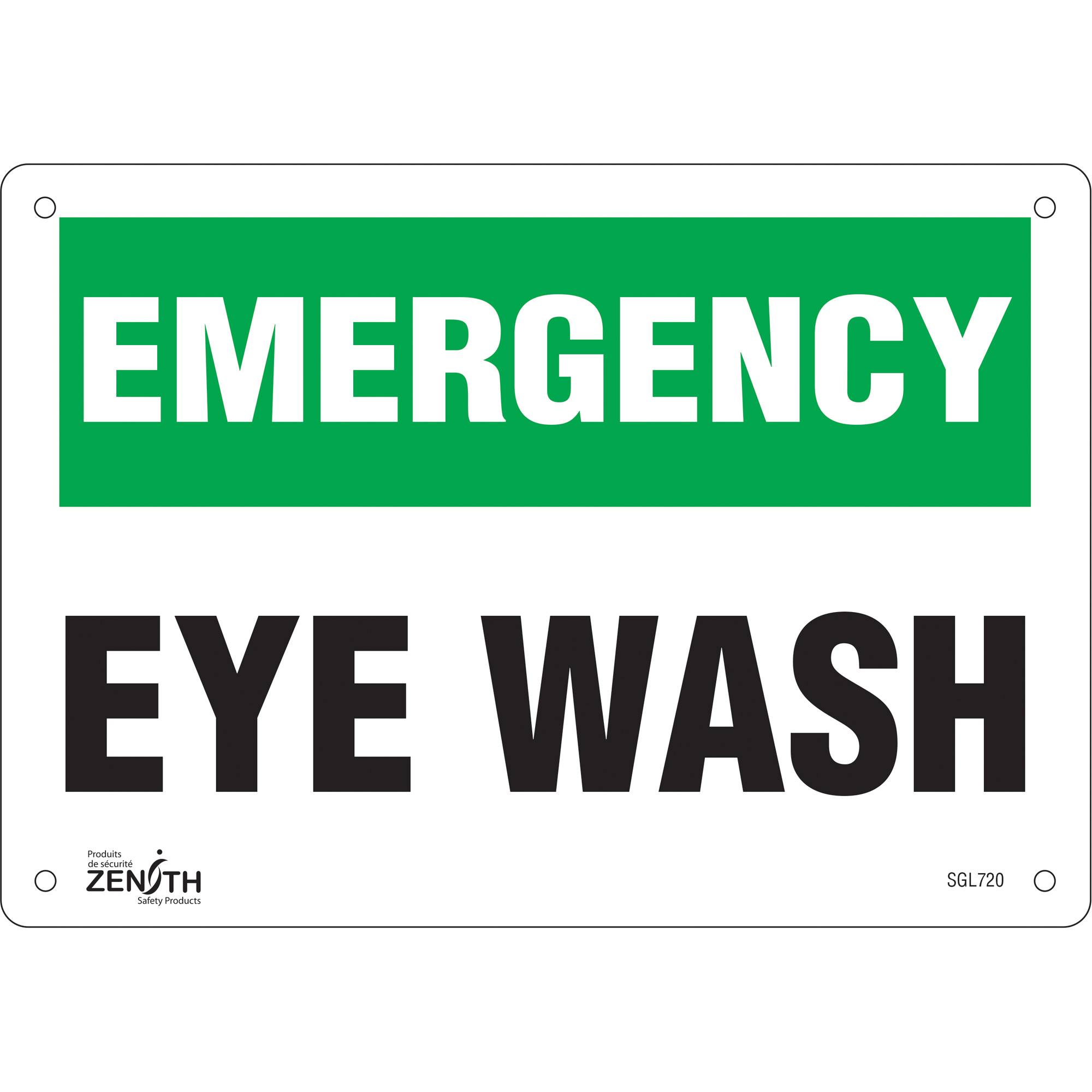 Enseigne «Eye Wash», 7" x 10", Plastique, Anglais