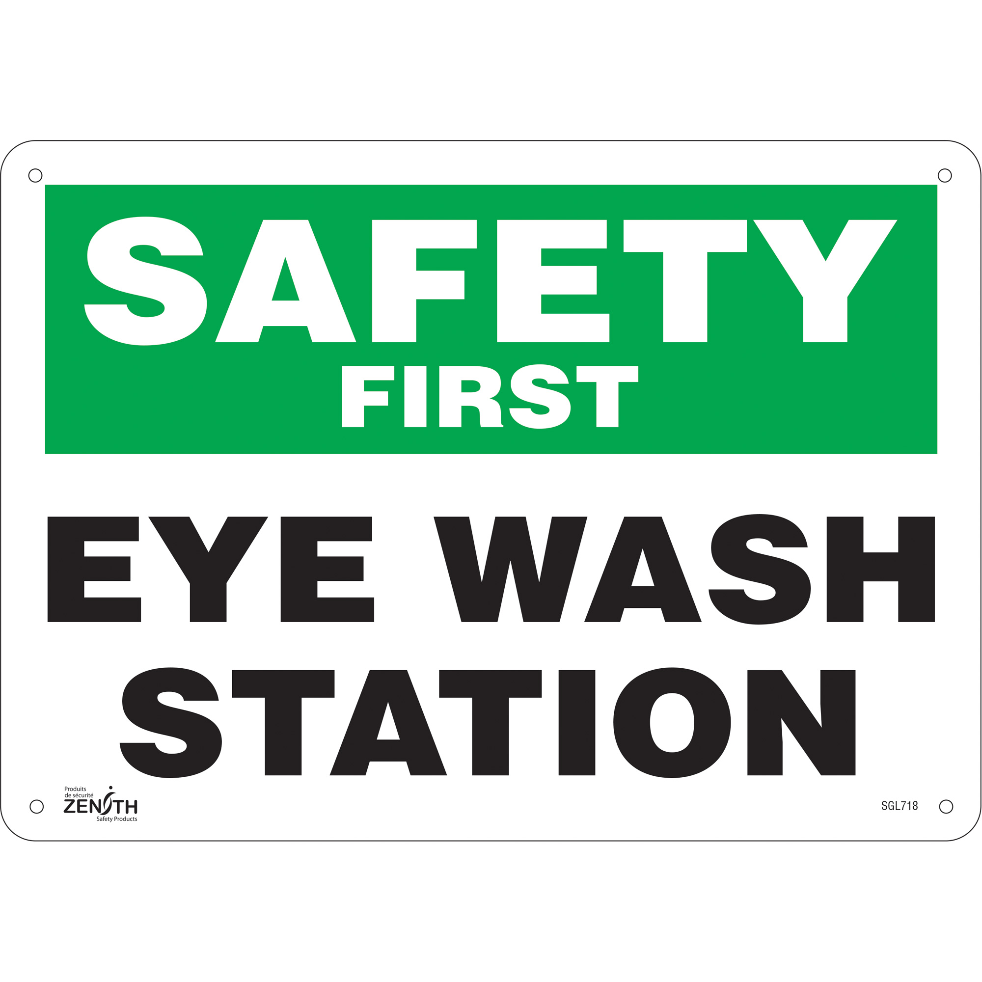 Enseigne «Eye Wash Station», 10" x 14", Aluminium, Anglais