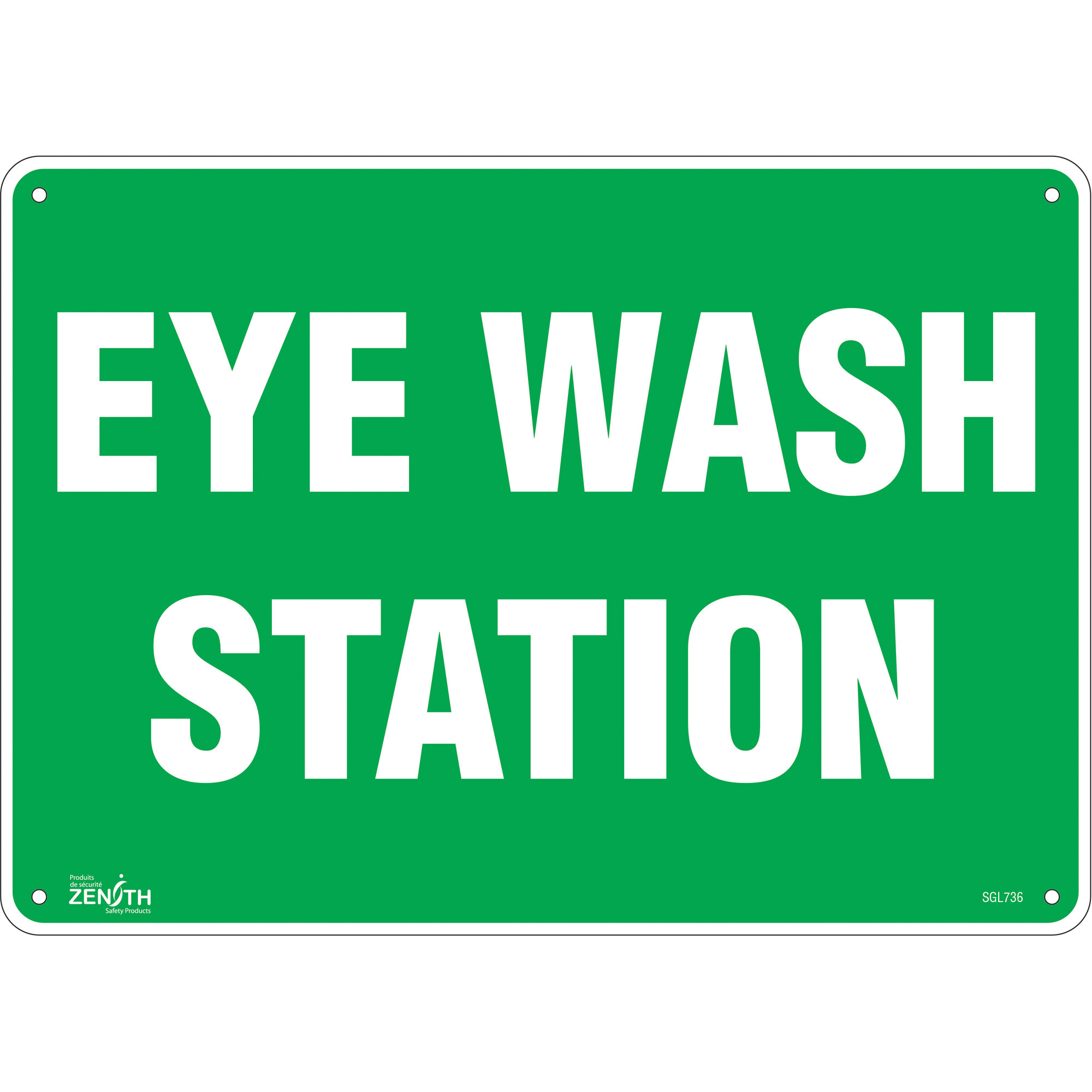 Enseigne «Eye Wash Station», 10" x 14", Aluminium, Anglais