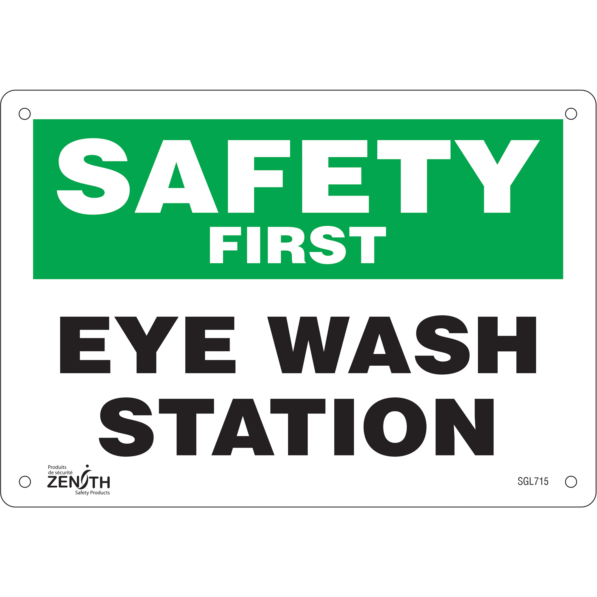 Enseigne «Eye Wash Station», 7" x 10", Aluminium, Anglais