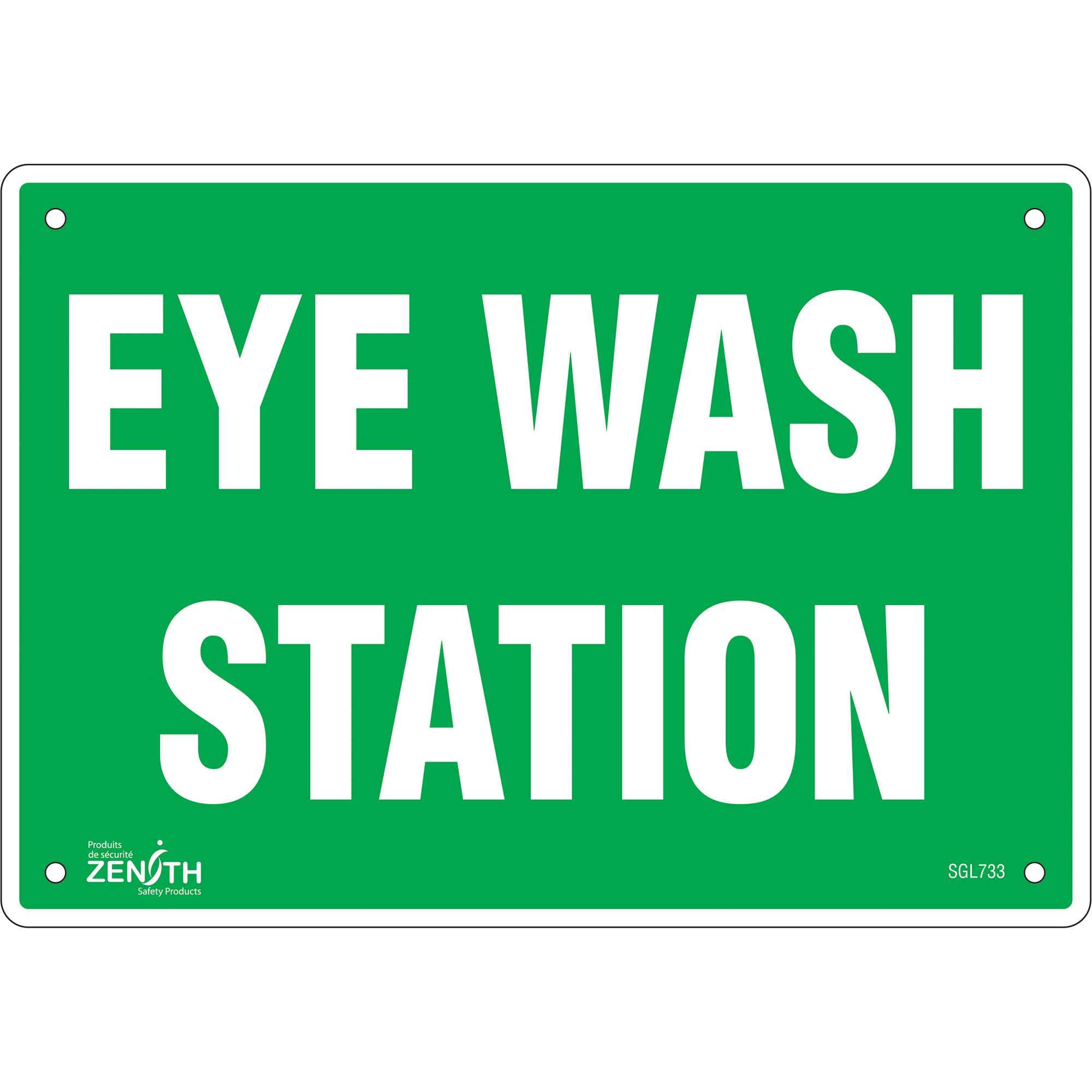 Enseigne «Eye Wash Station», 7" x 10", Aluminium, Anglais