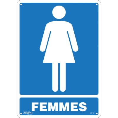 Enseigne «Femmes», 14" x 10", Plastique, Français avec pictogramme